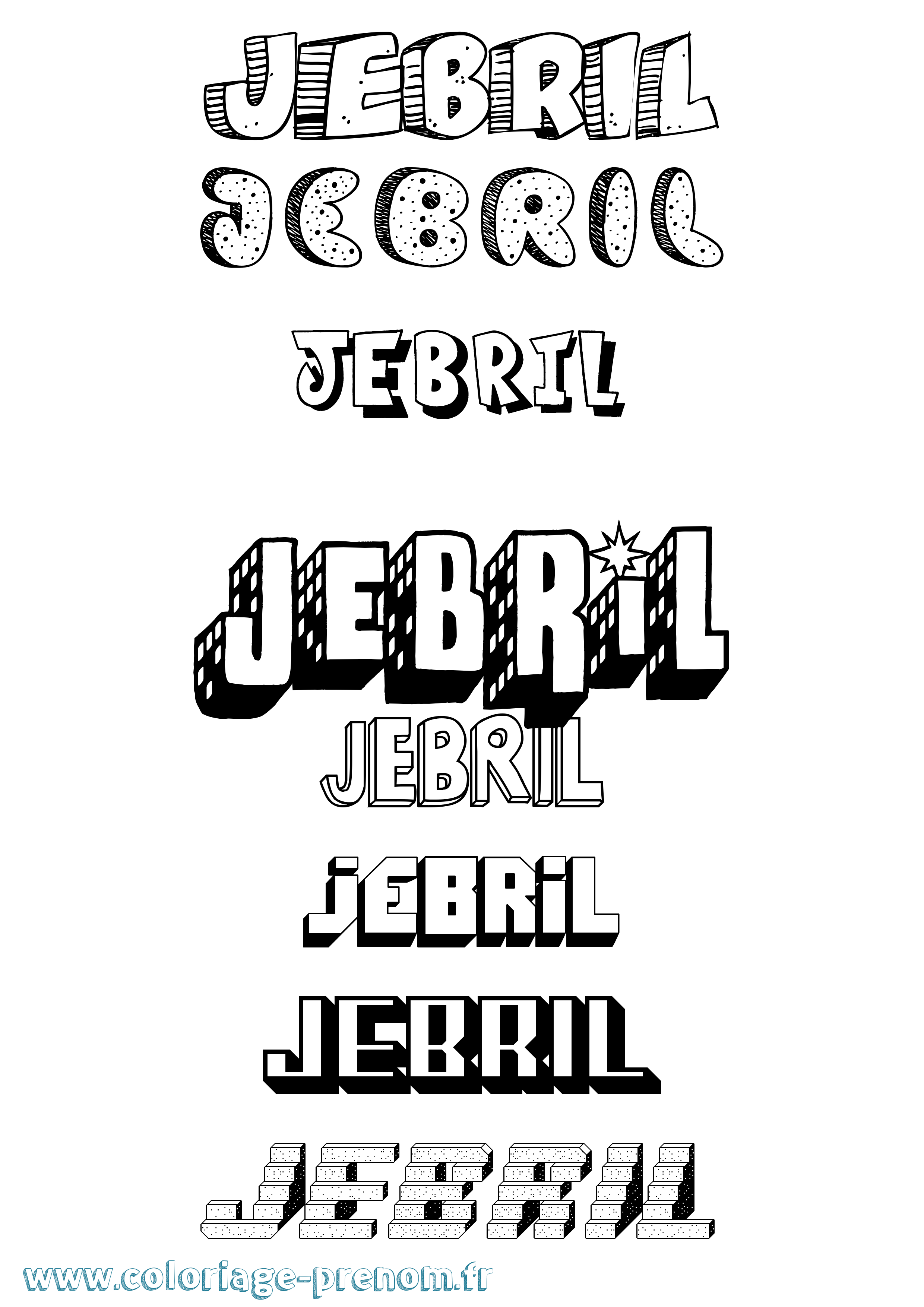 Coloriage prénom Jebril Effet 3D