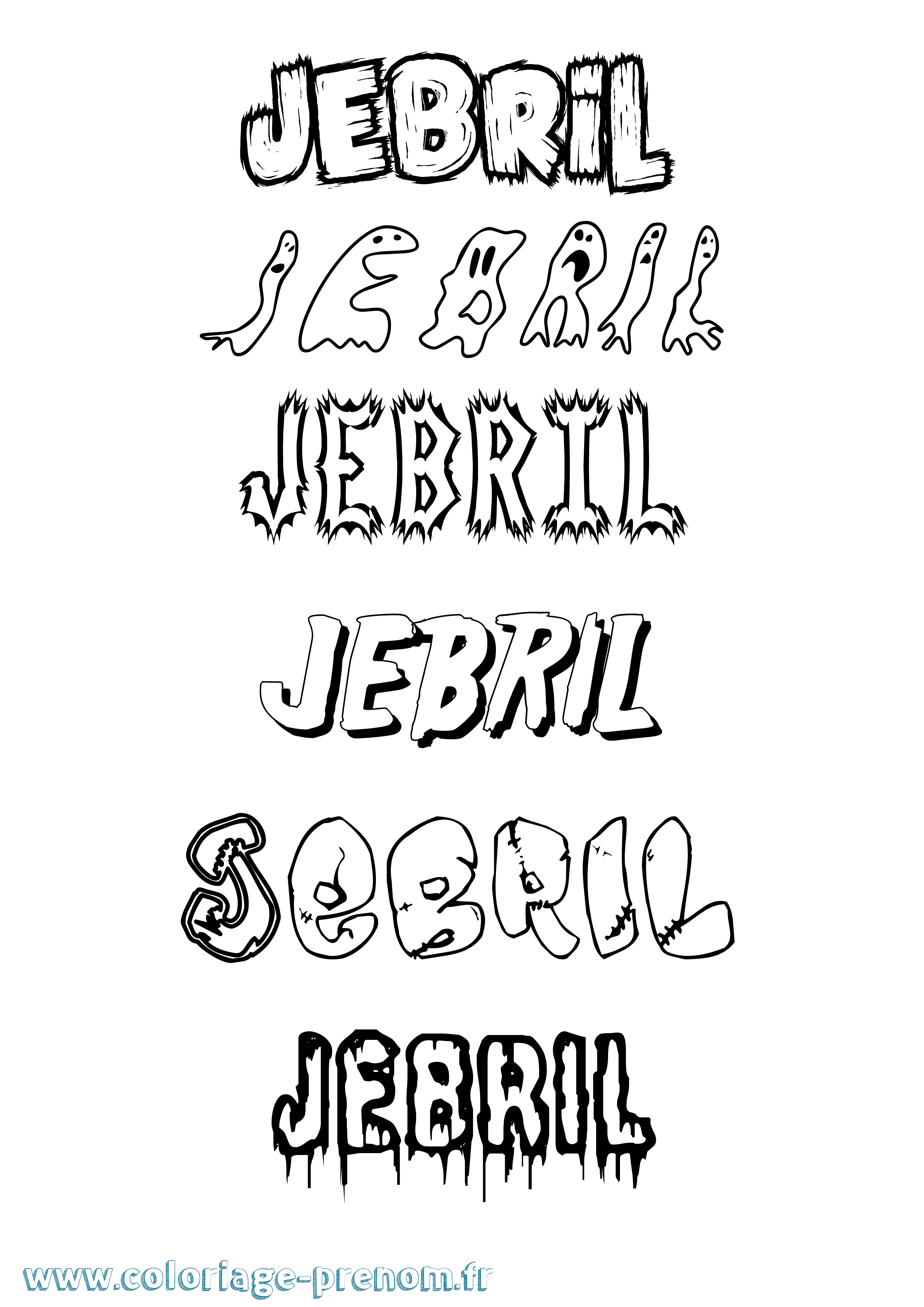 Coloriage prénom Jebril Frisson
