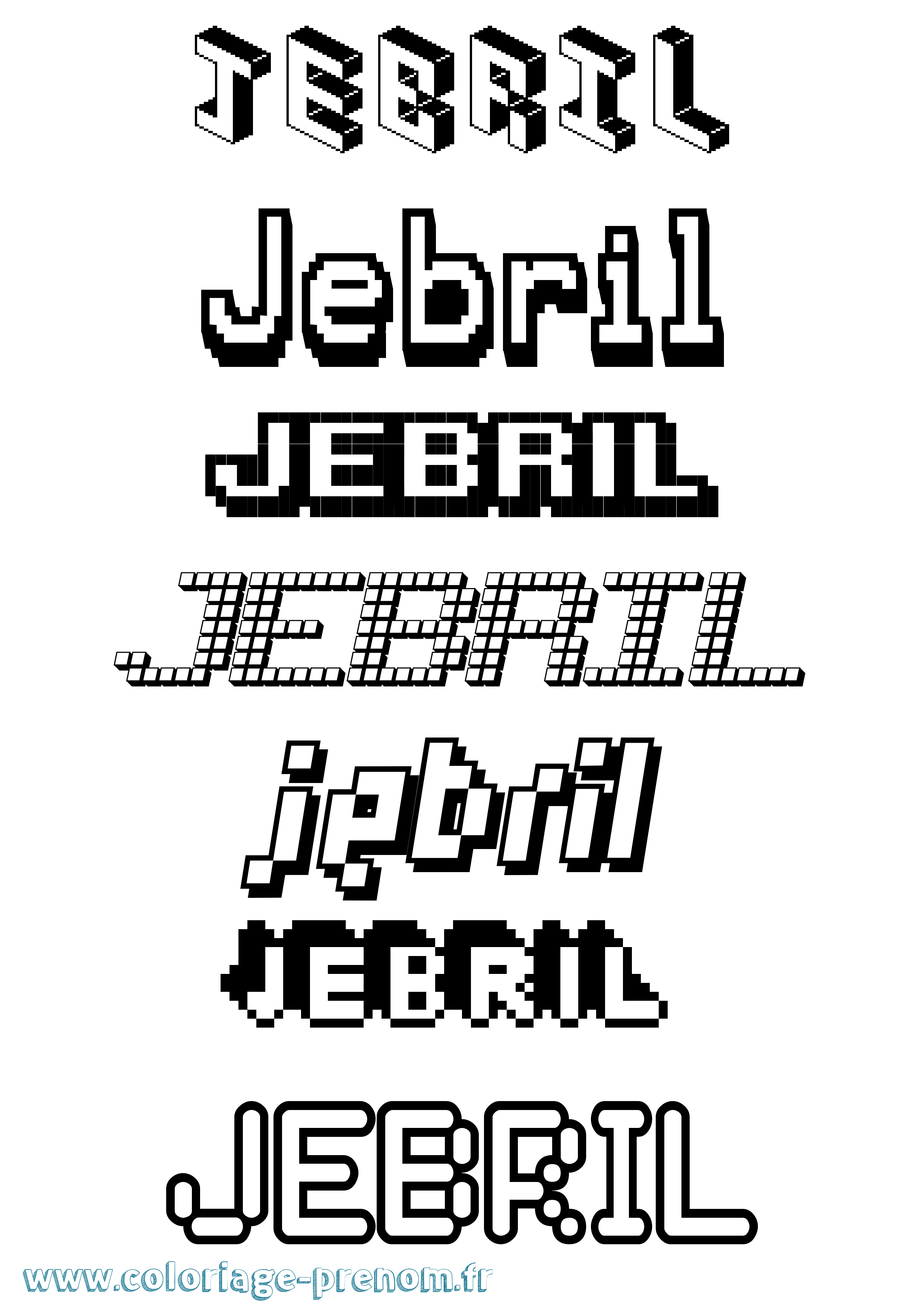 Coloriage prénom Jebril Pixel