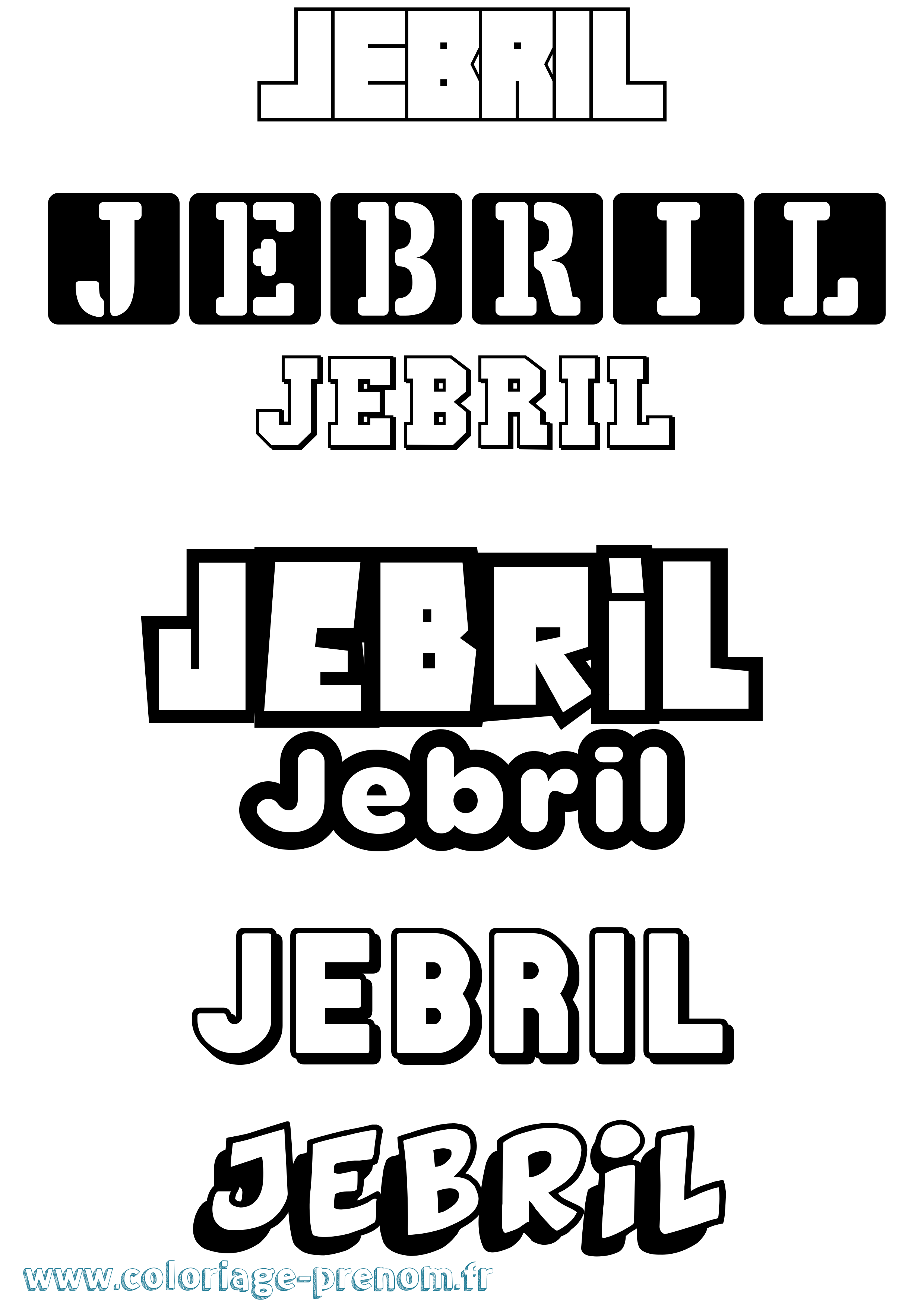 Coloriage prénom Jebril Simple