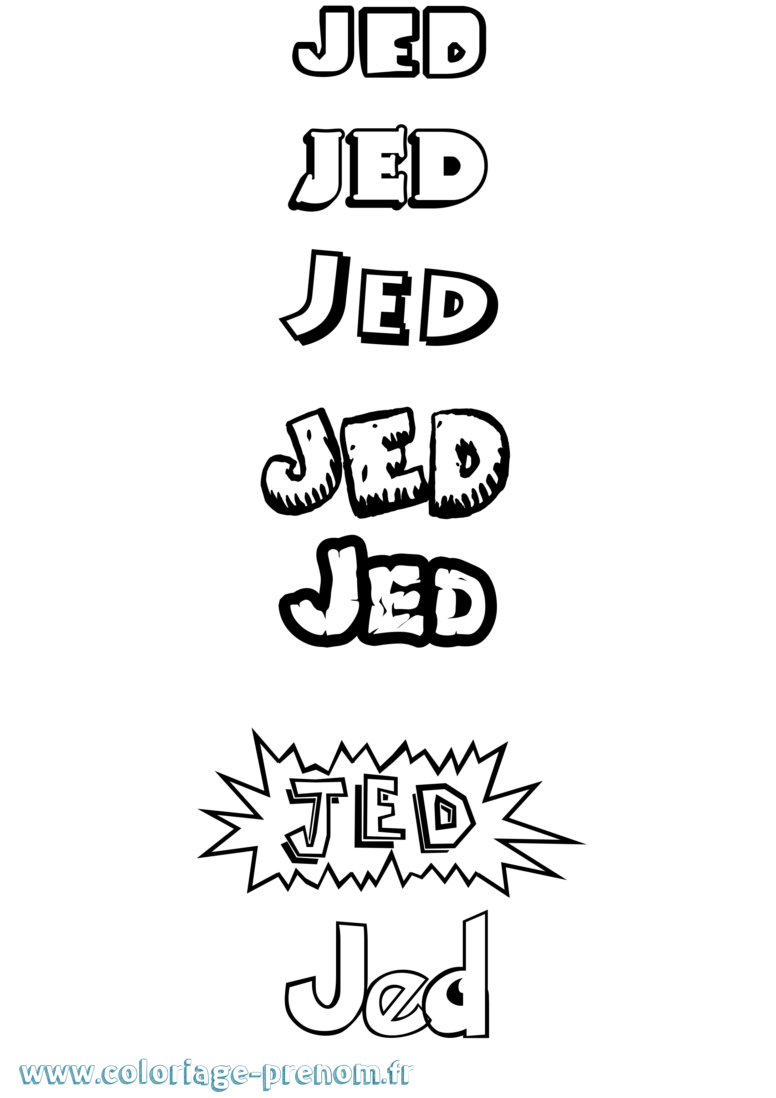 Coloriage Jed Coloriage prénom Jed