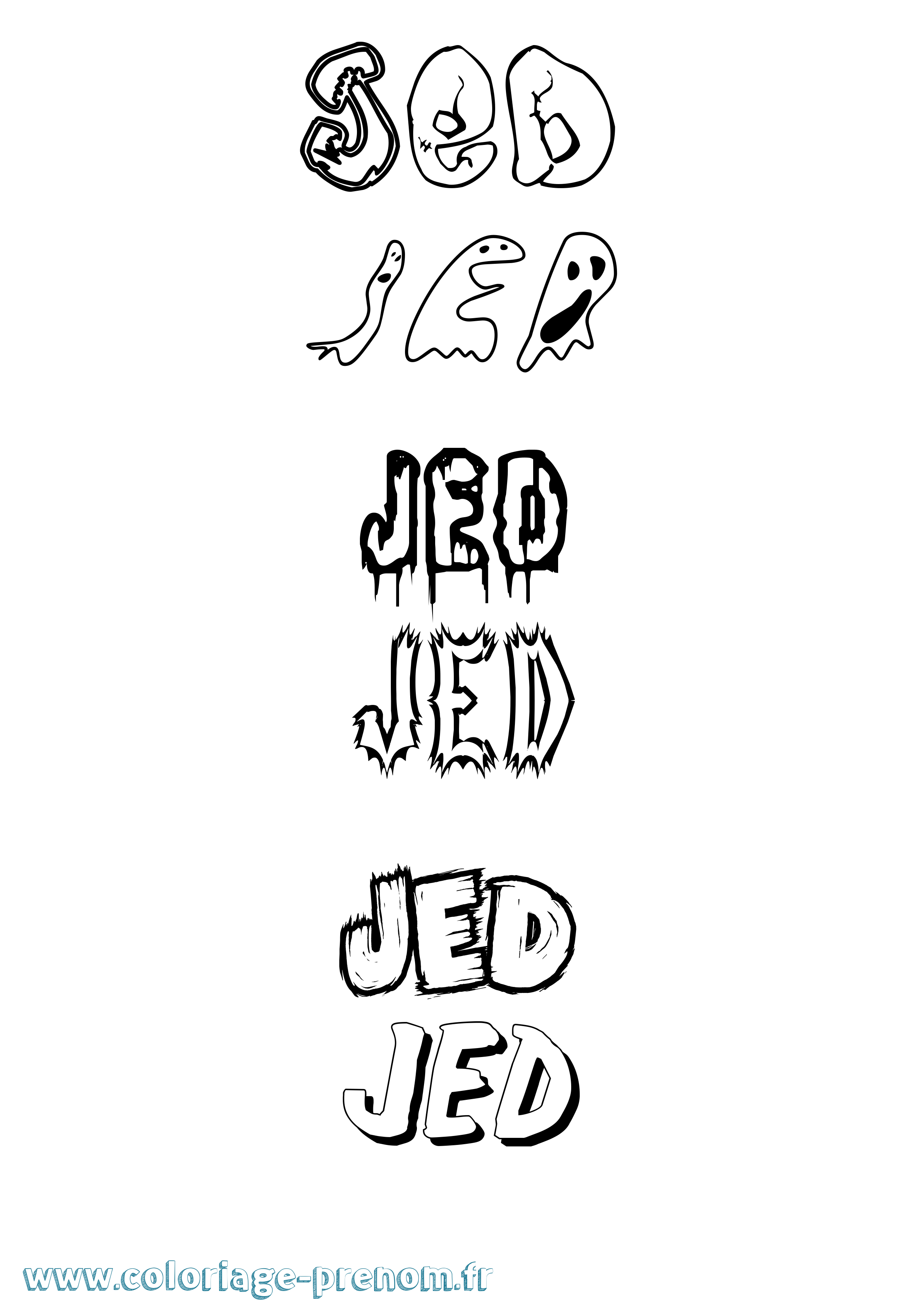 Coloriage prénom Jed