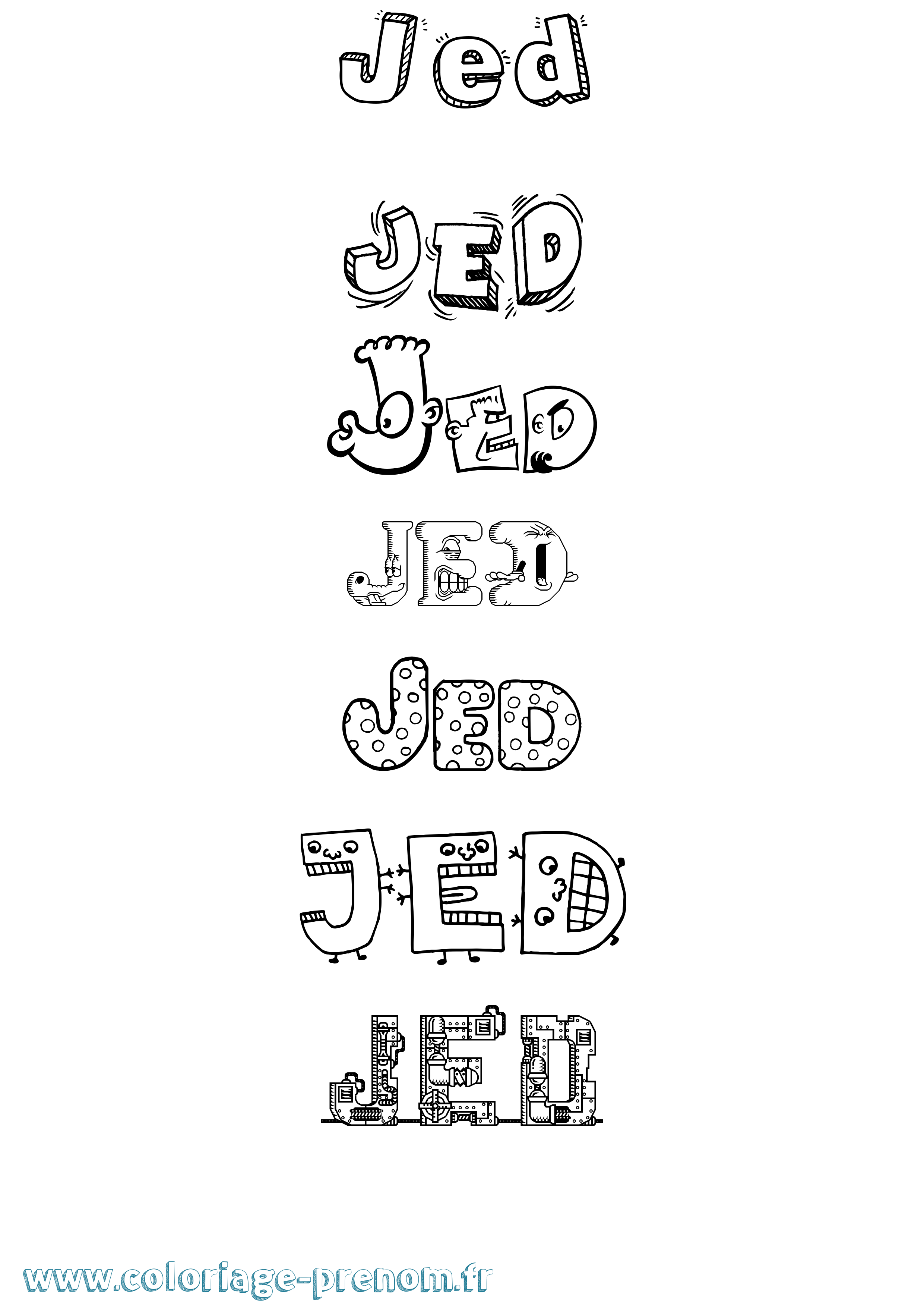 Coloriage Jed Coloriage prénom Jed