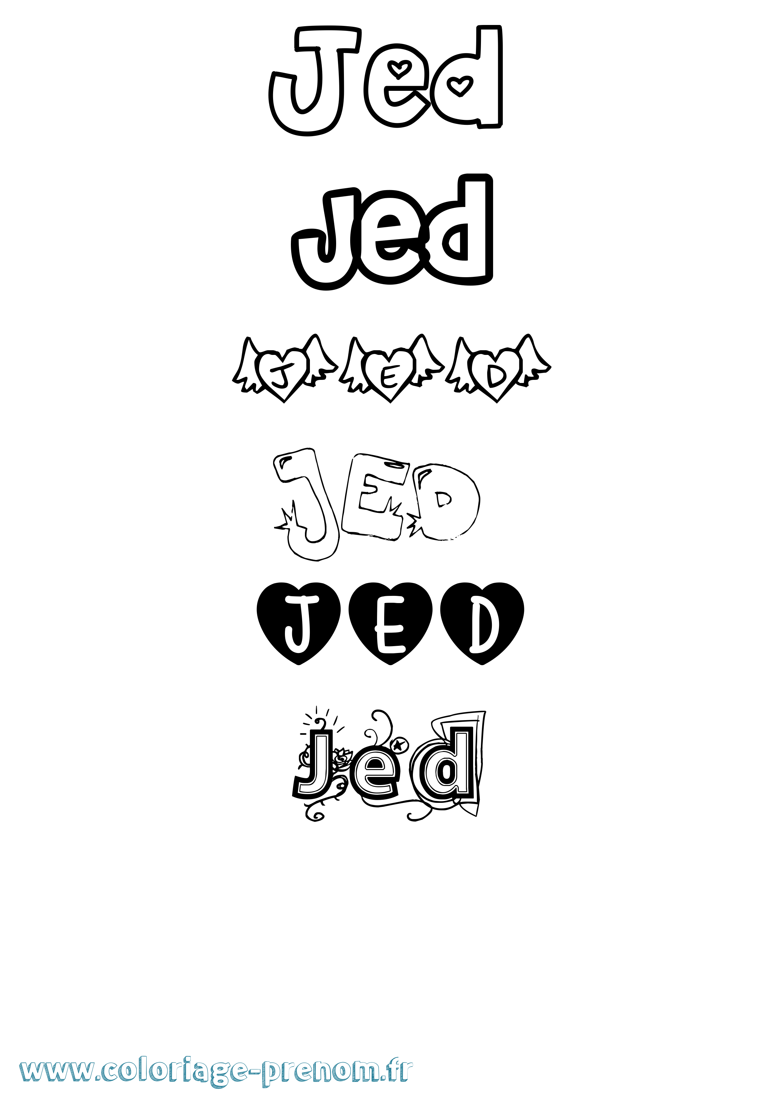 Coloriage Jed Coloriage prénom Jed