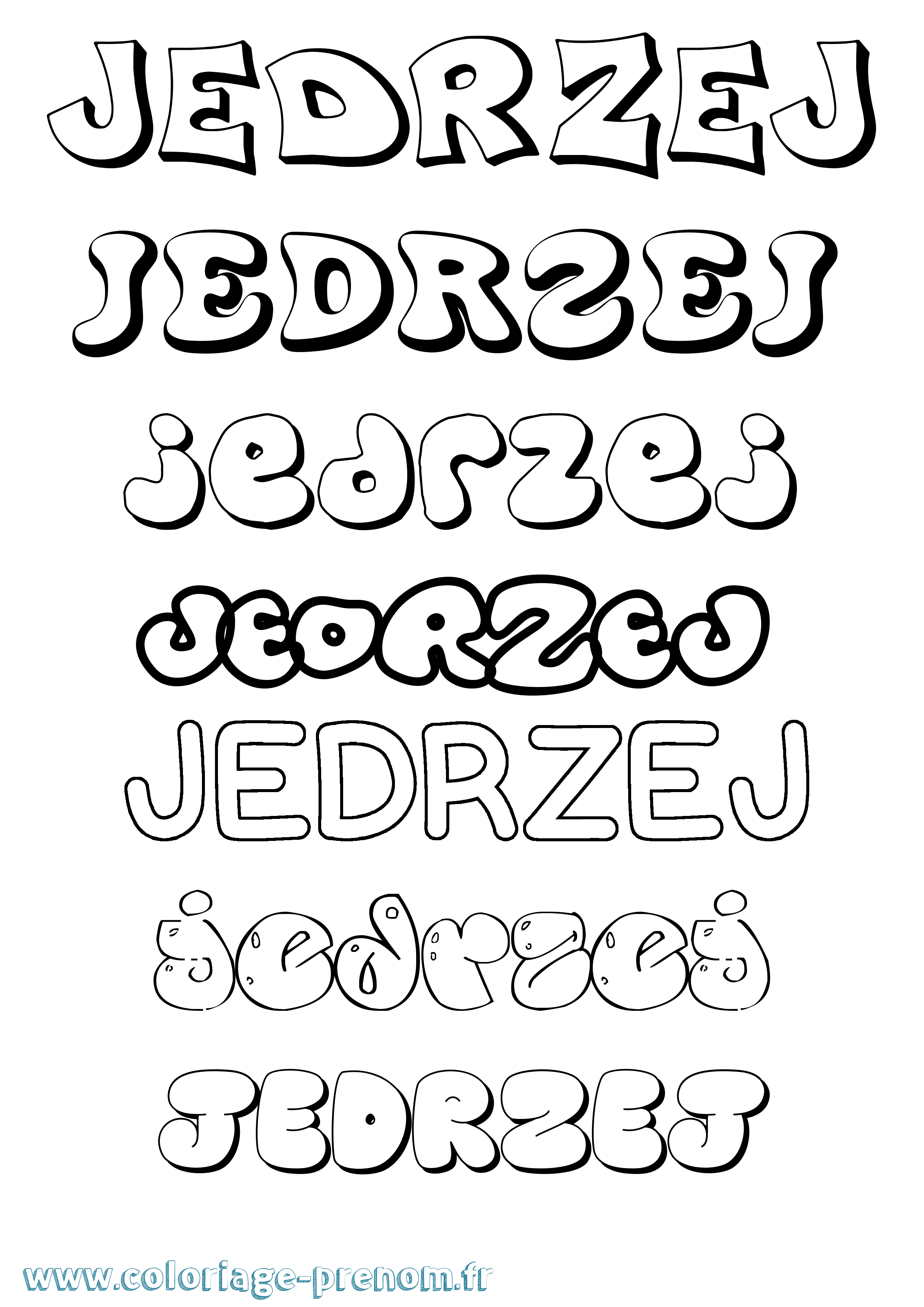Coloriage Jedrzej Bubble Coloriage prénom Jedrzej Bubble