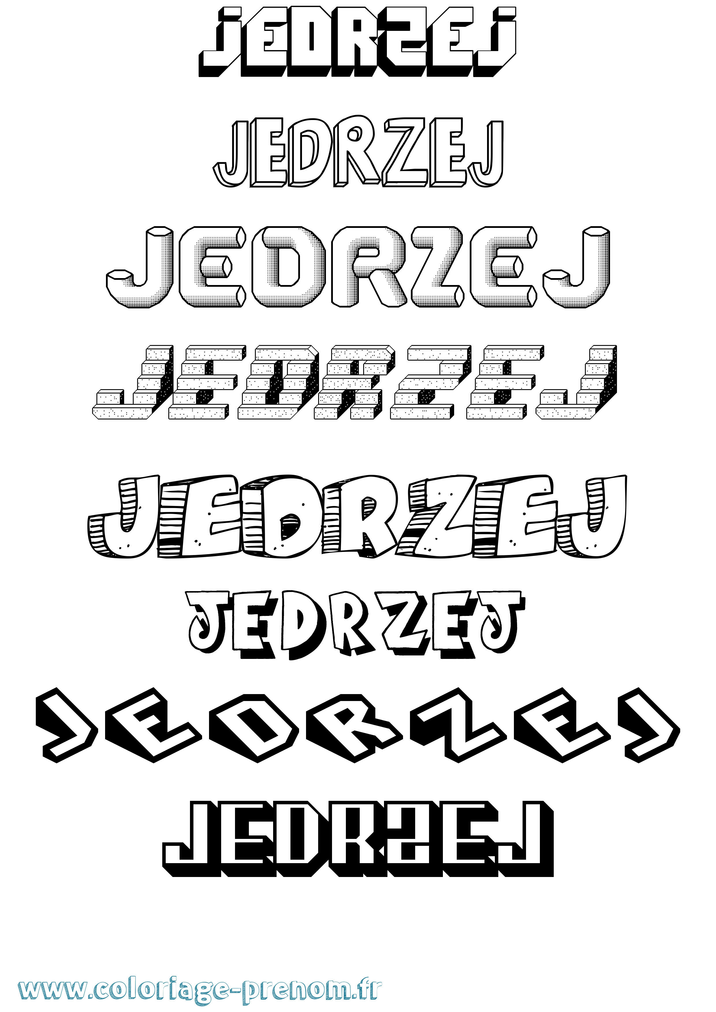 Coloriage Jedrzej Effet 3D Coloriage prénom Jedrzej Effet 3D