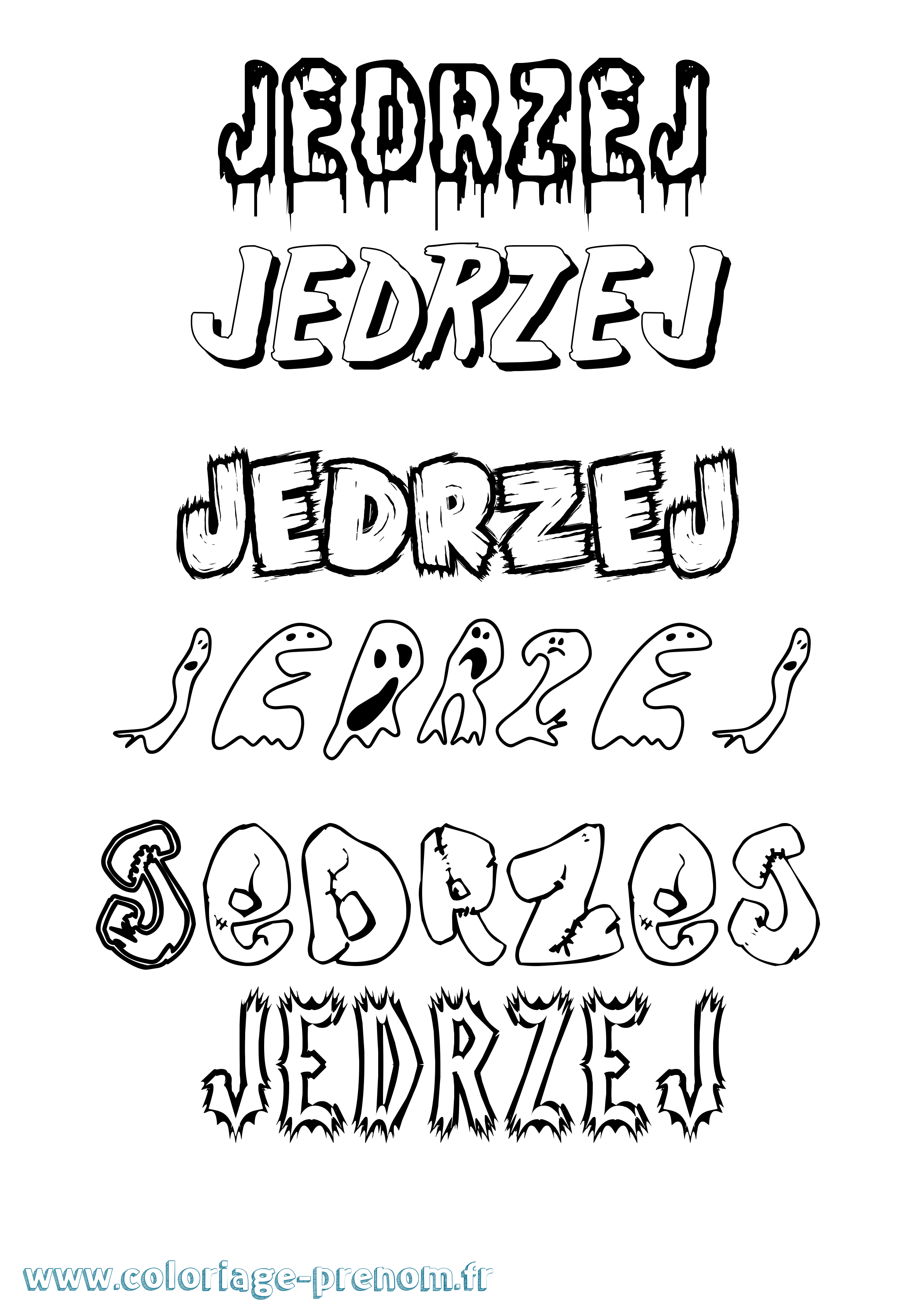 Coloriage Jedrzej Frisson Coloriage prénom Jedrzej Frisson