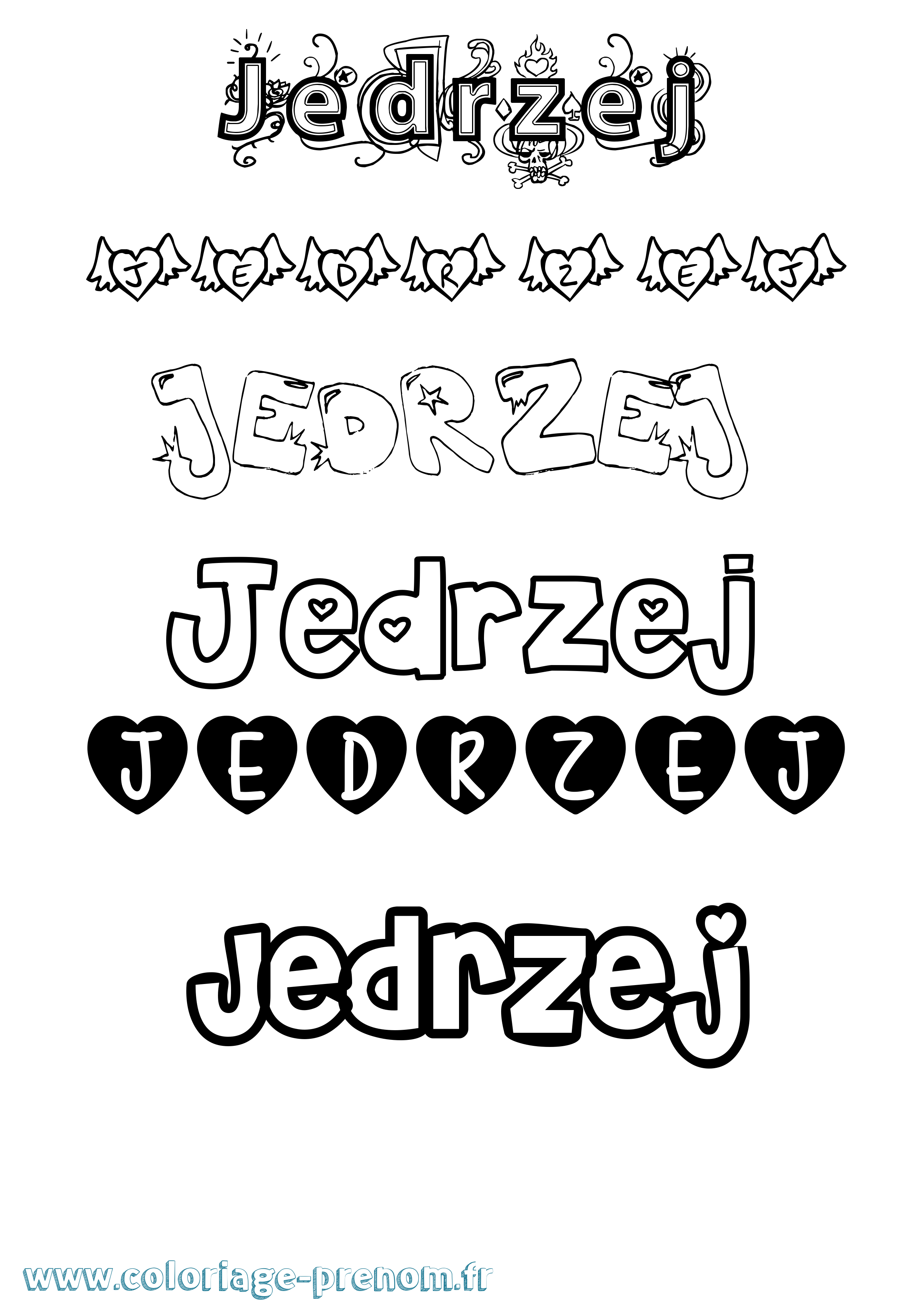 Coloriage Jedrzej Girly Coloriage prénom Jedrzej Girly