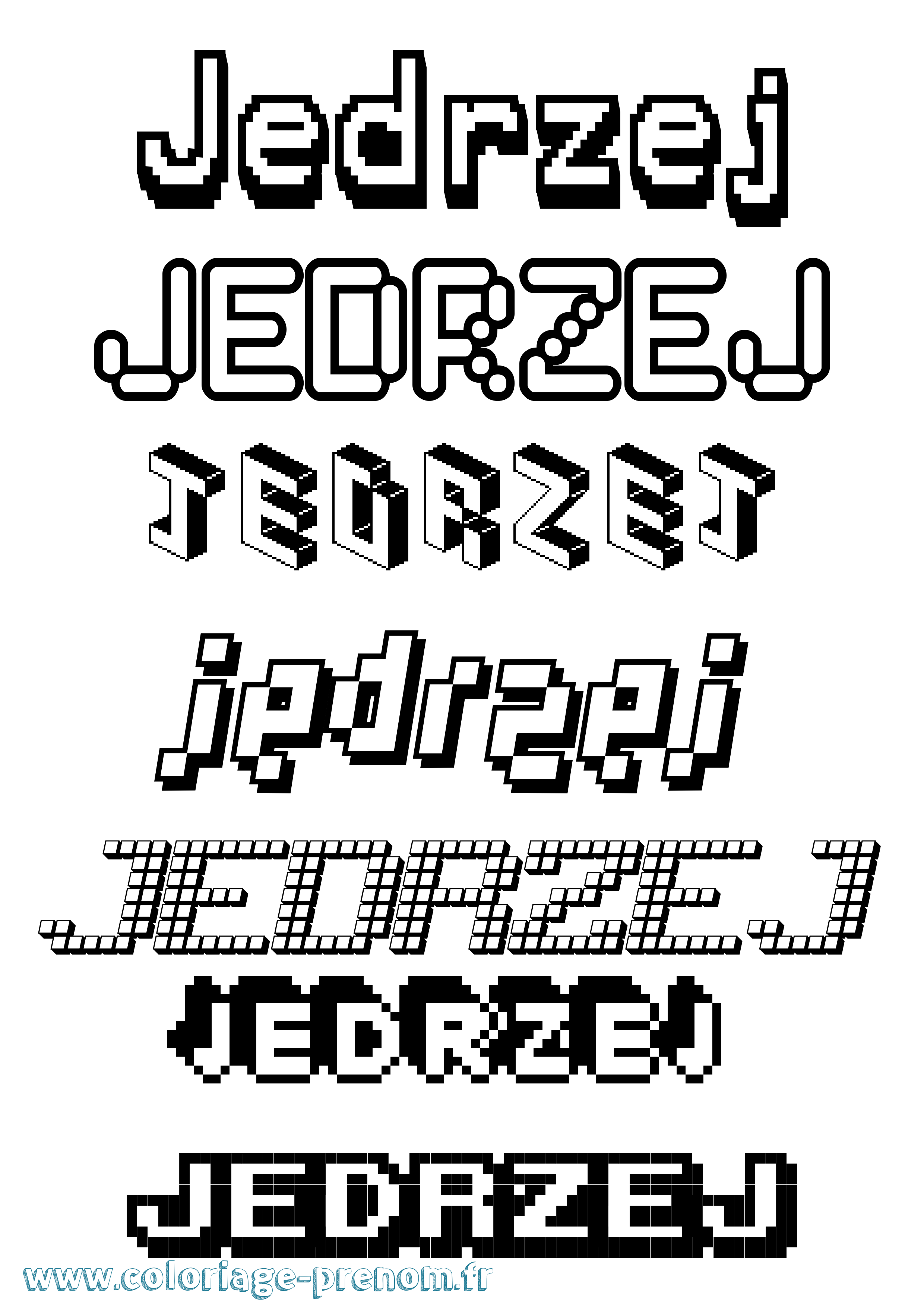 Coloriage Jedrzej Pixel Coloriage prénom Jedrzej Pixel