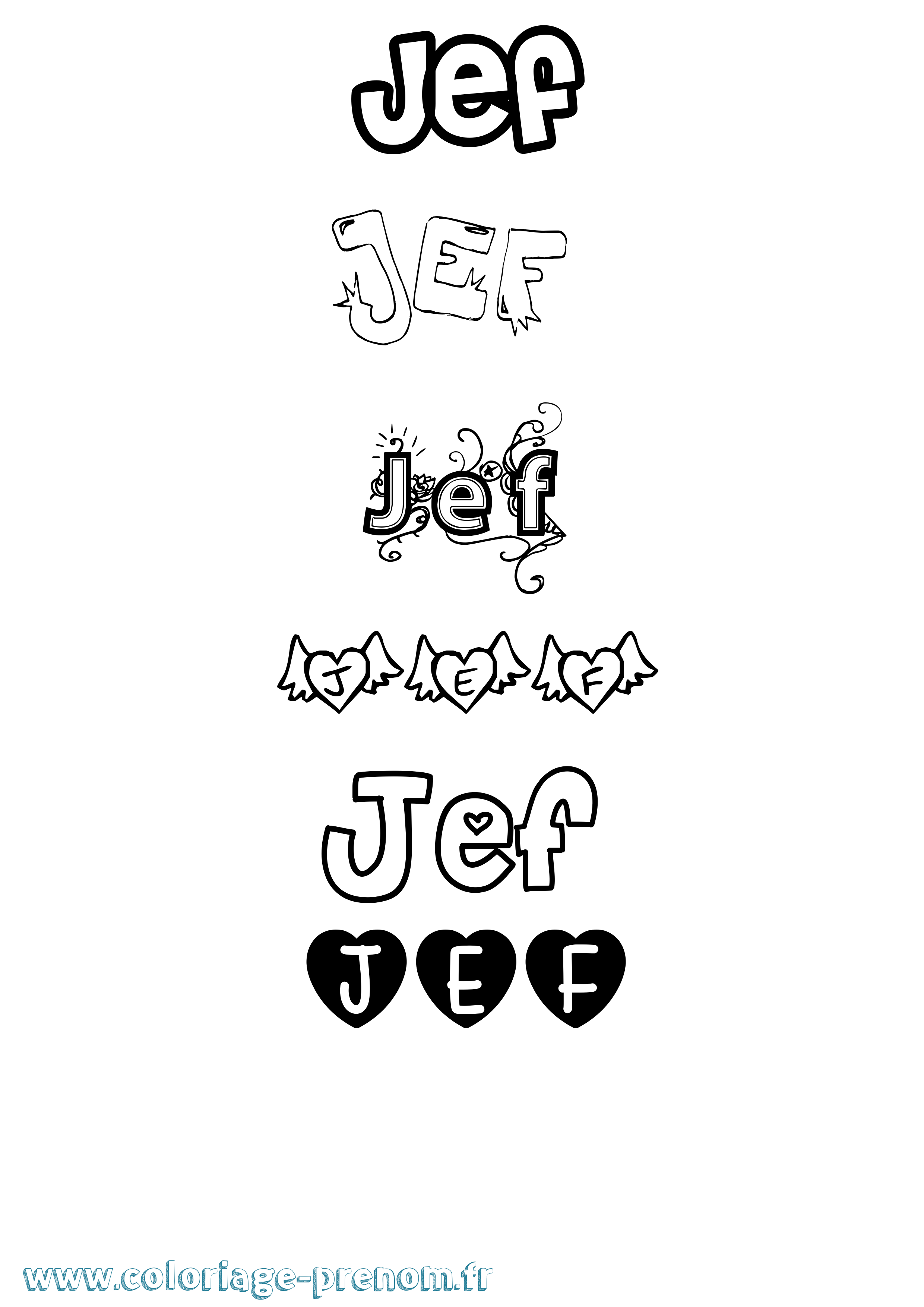 Coloriage prénom Jef Girly