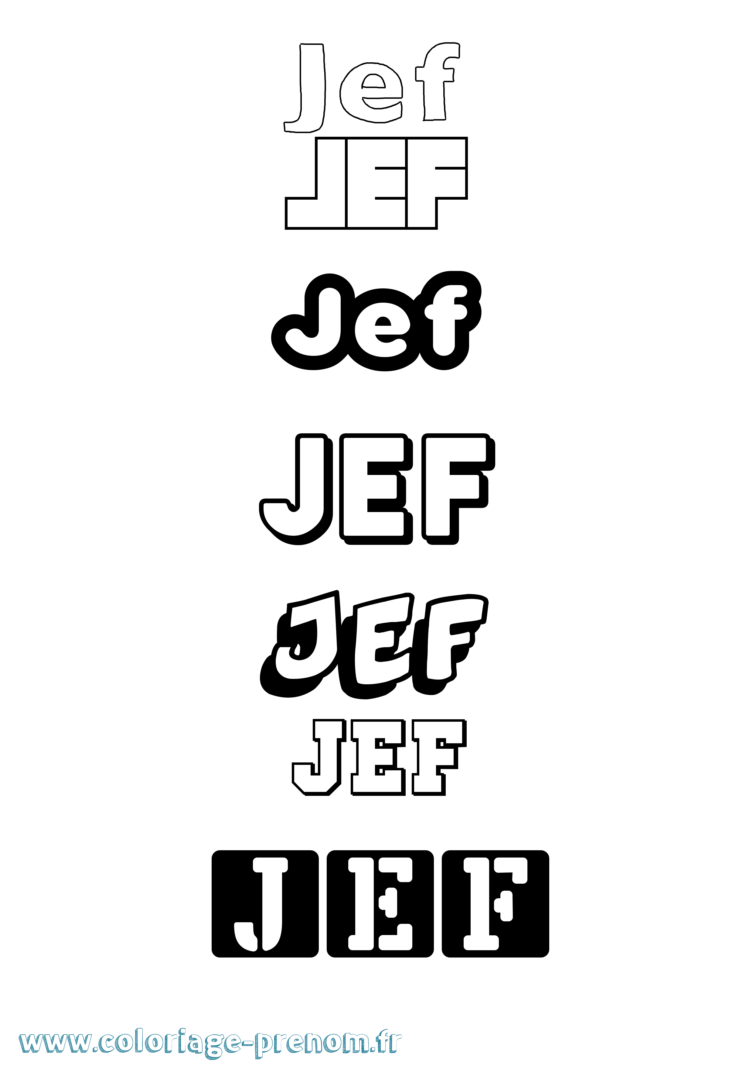 Coloriage prénom Jef Simple