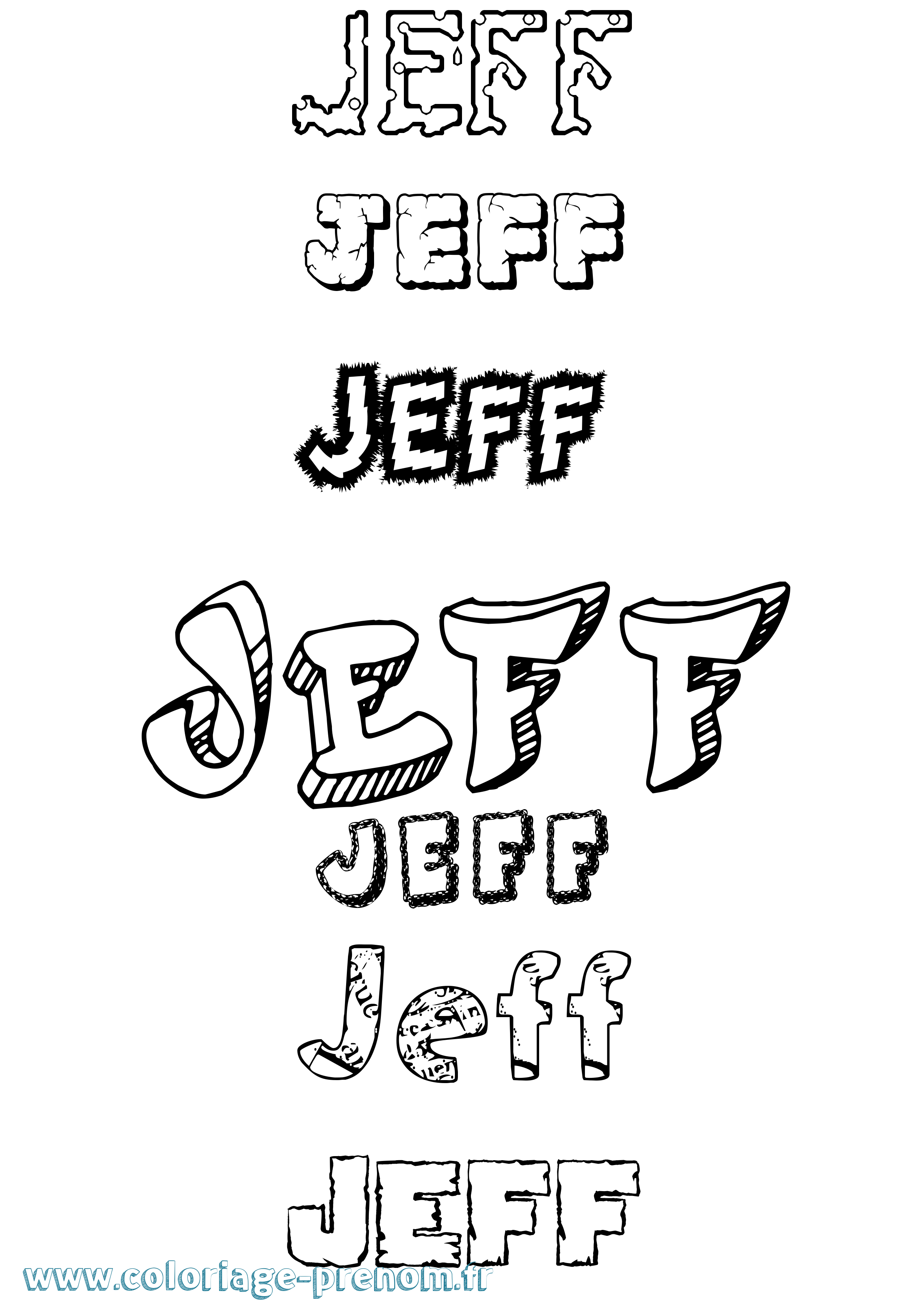 Coloriage prénom Jeff Destructuré