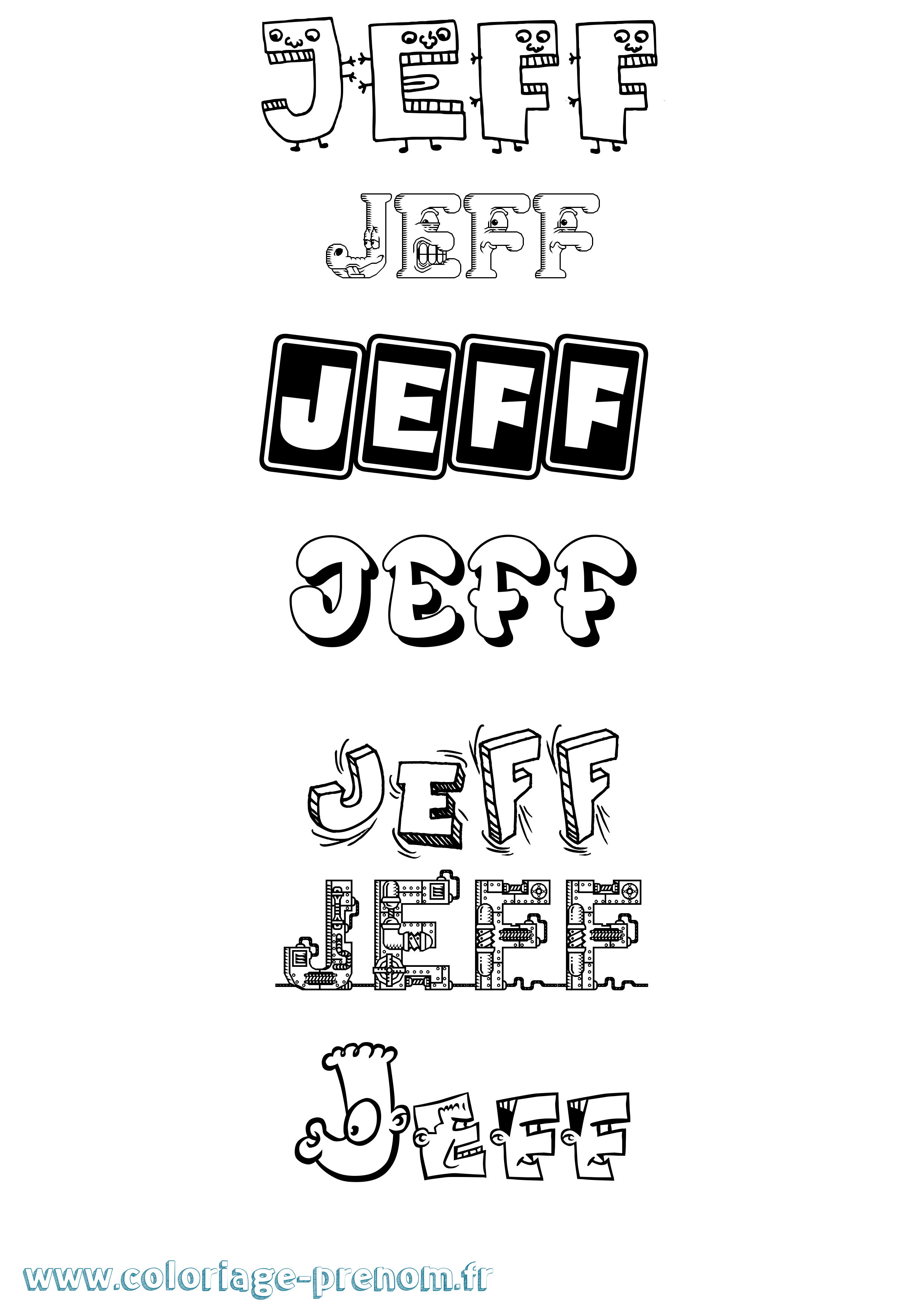 Coloriage prénom Jeff Fun