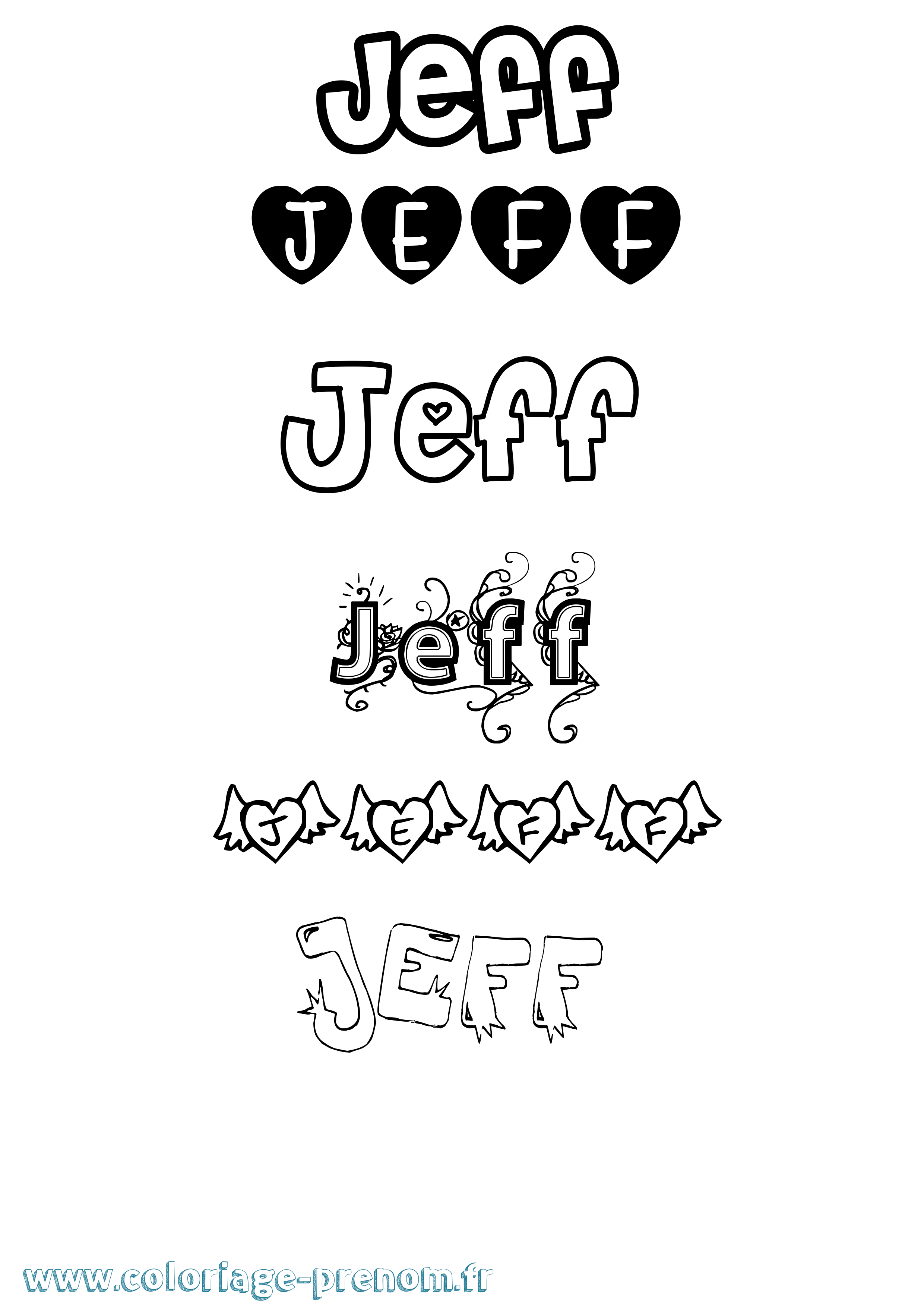 Coloriage prénom Jeff Girly