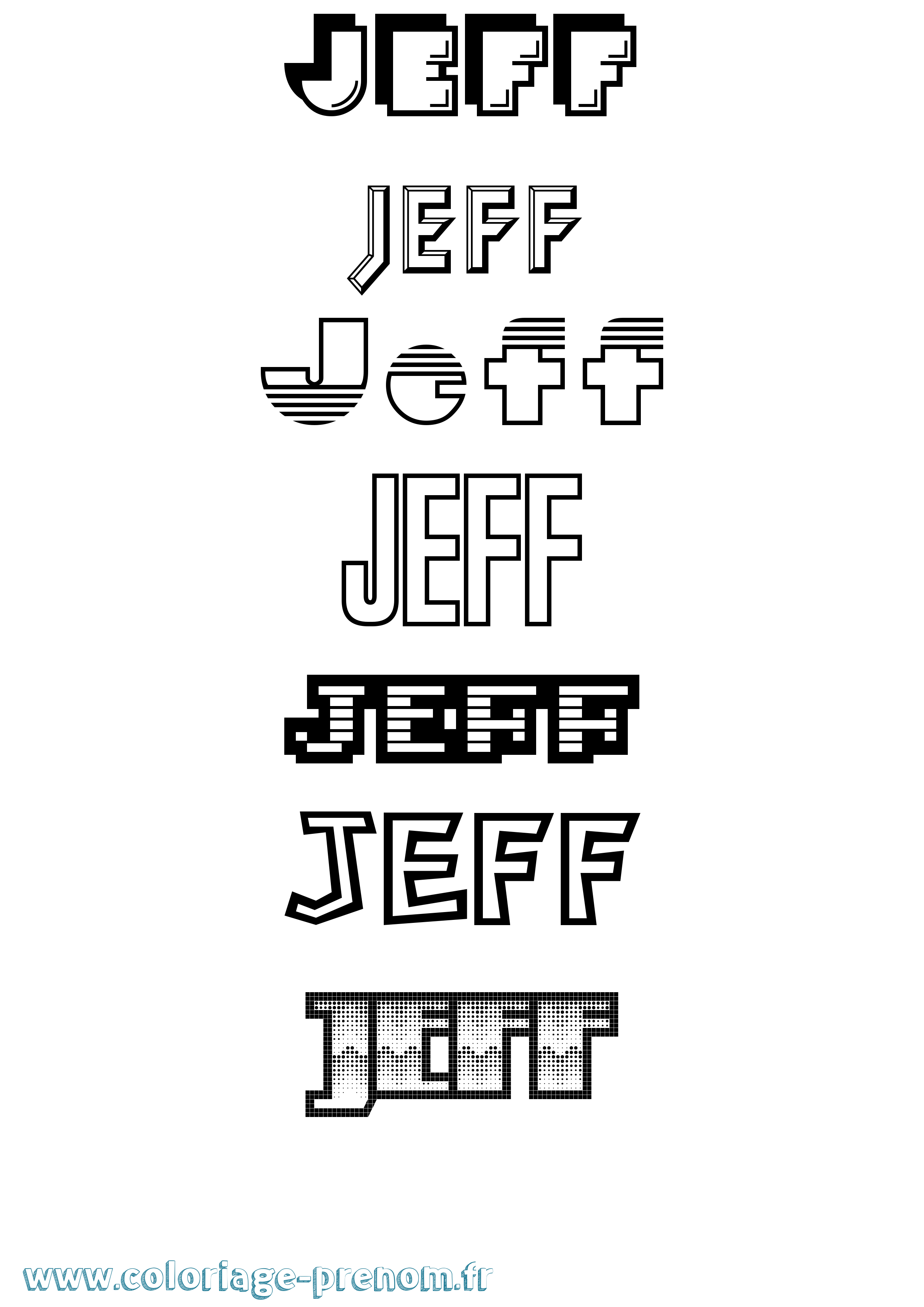 Coloriage prénom Jeff Jeux Vidéos