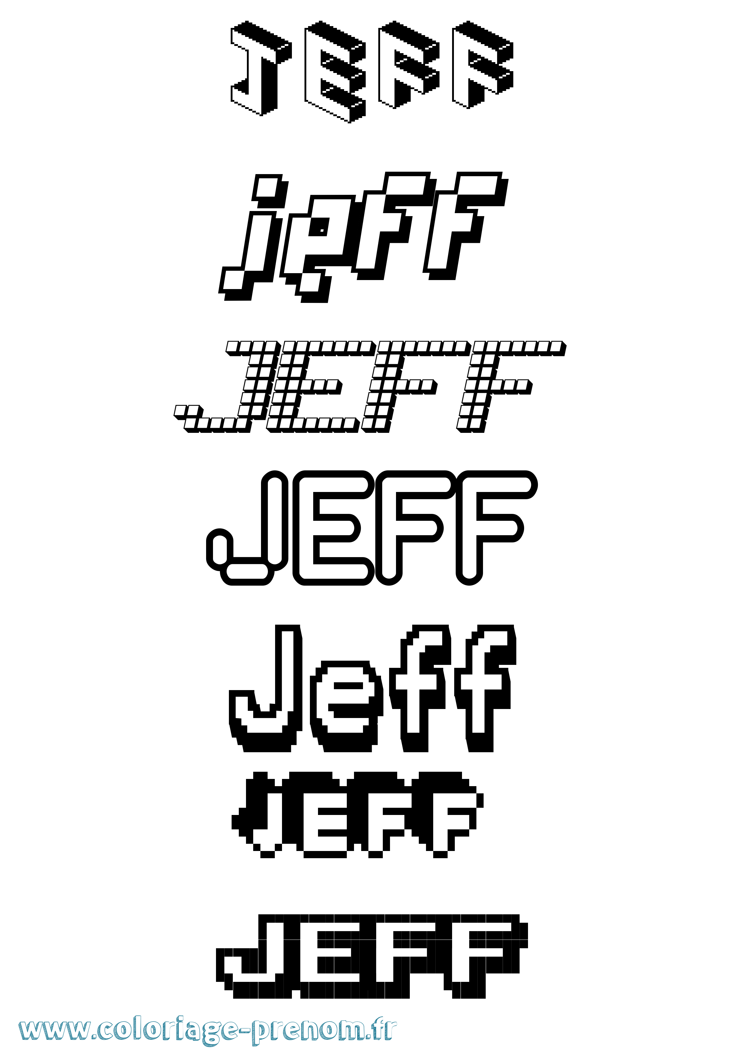 Coloriage prénom Jeff Pixel