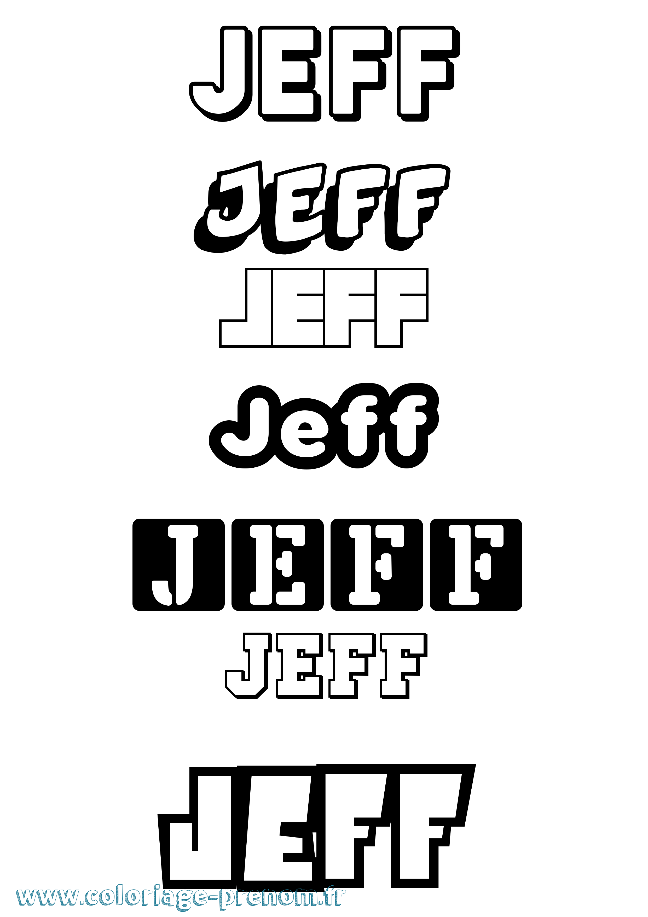 Coloriage prénom Jeff Simple