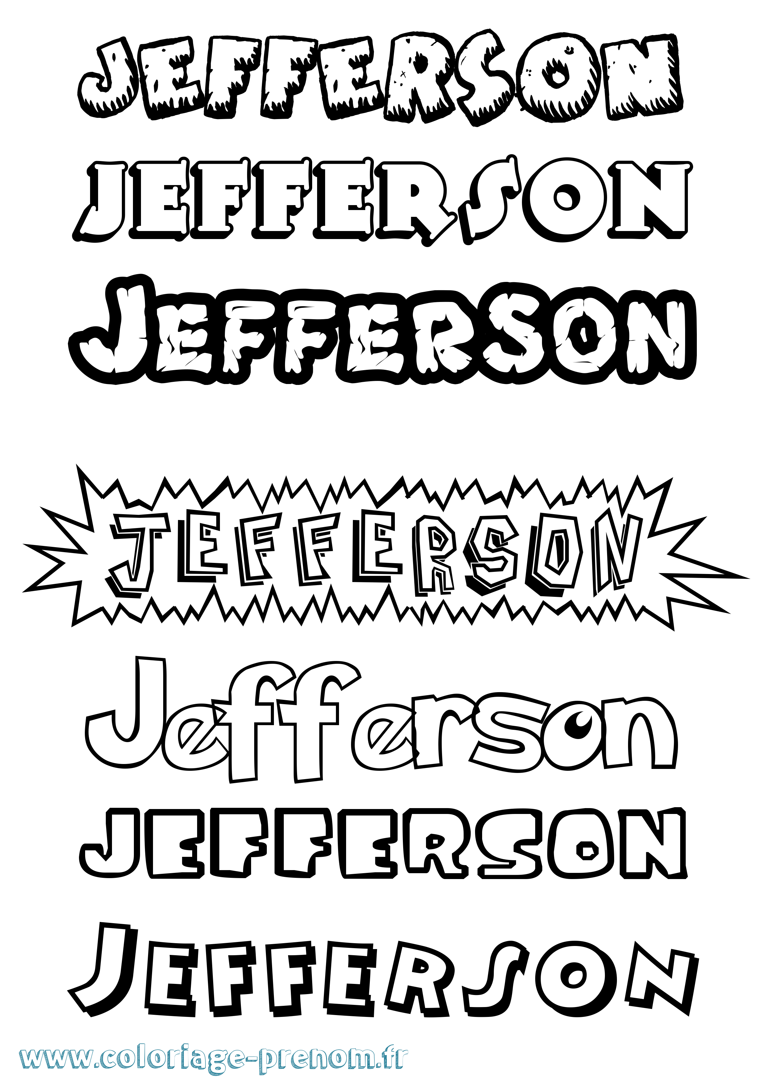 Coloriage prénom Jefferson Dessin Animé
