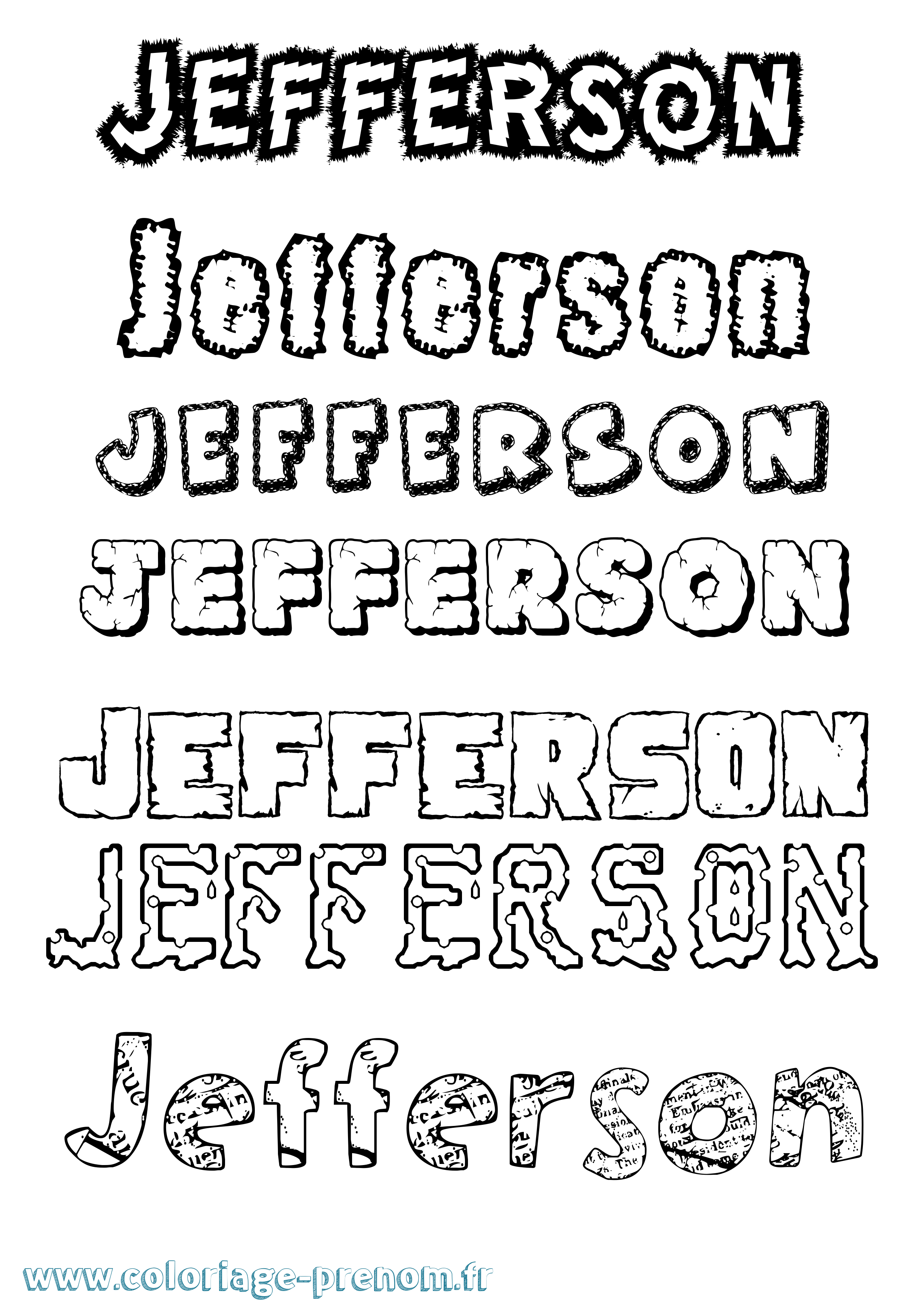 Coloriage prénom Jefferson Destructuré