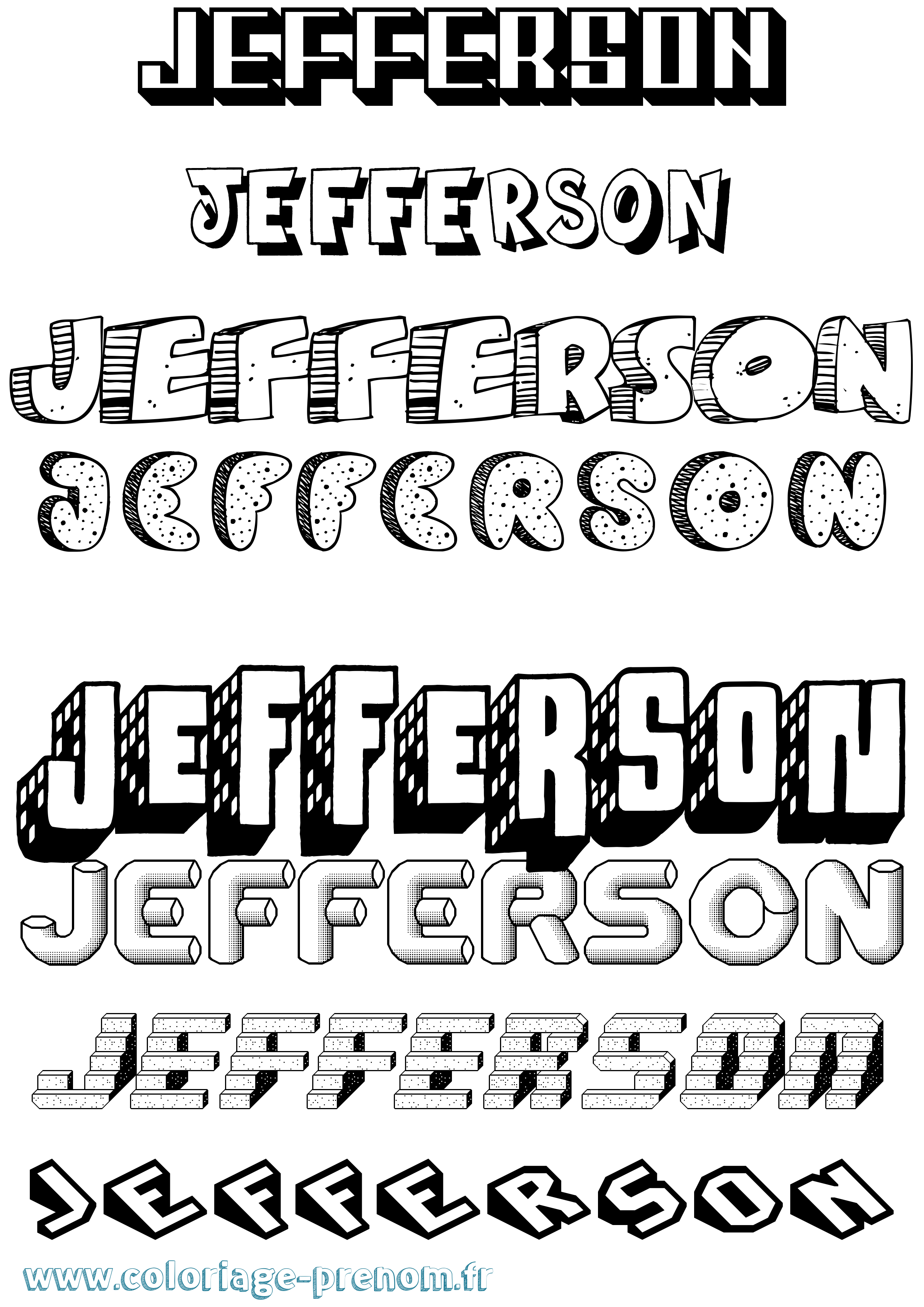 Coloriage prénom Jefferson Effet 3D