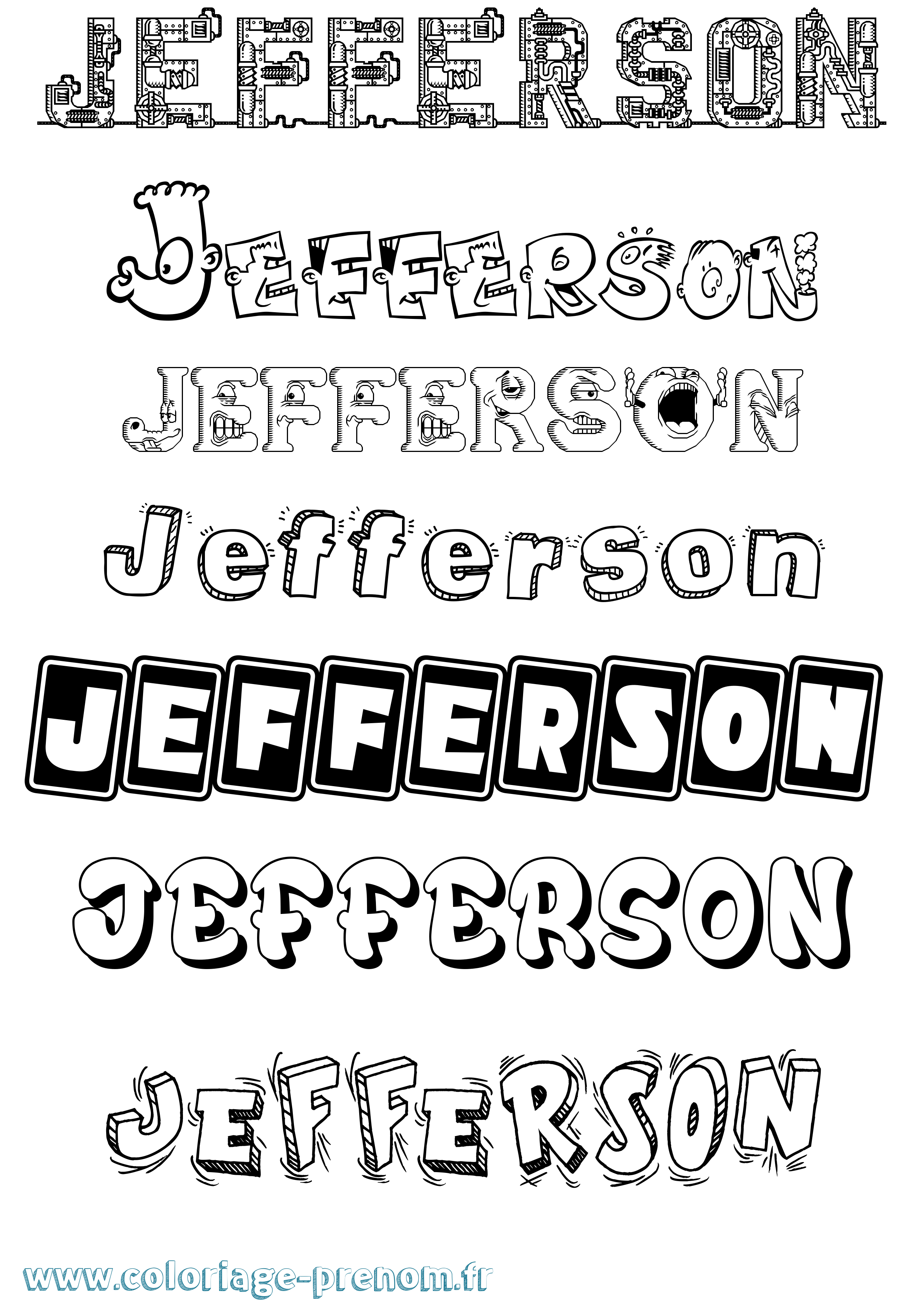 Coloriage prénom Jefferson Fun