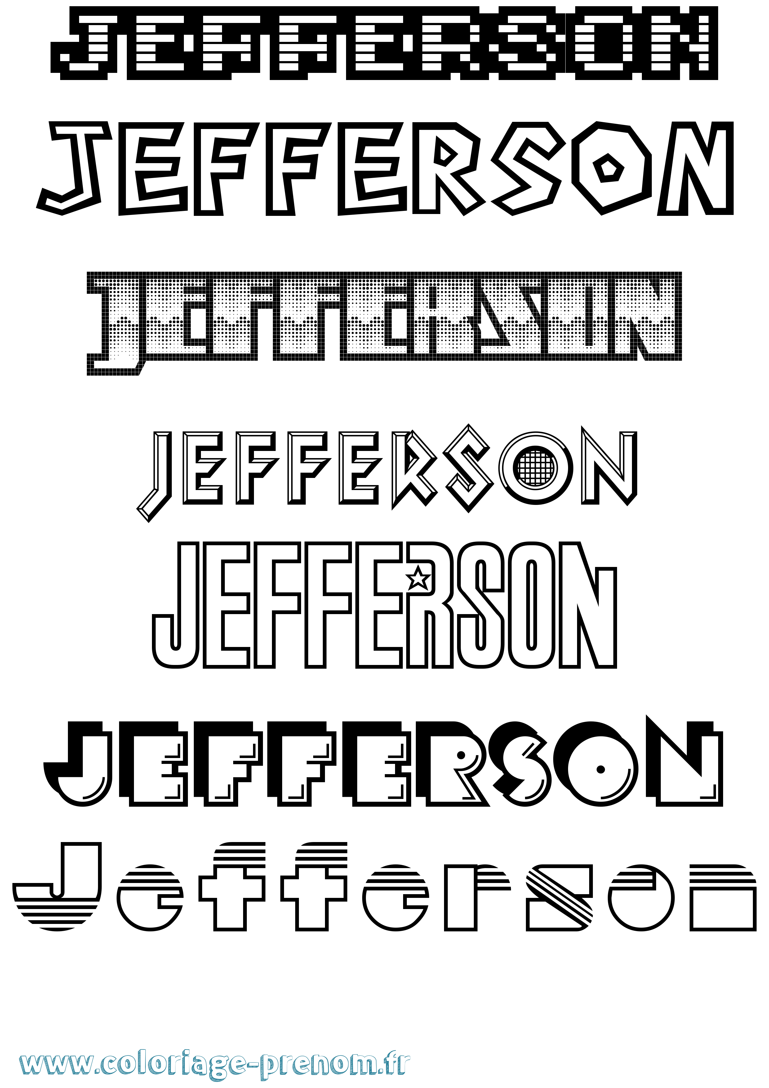 Coloriage prénom Jefferson Jeux Vidéos