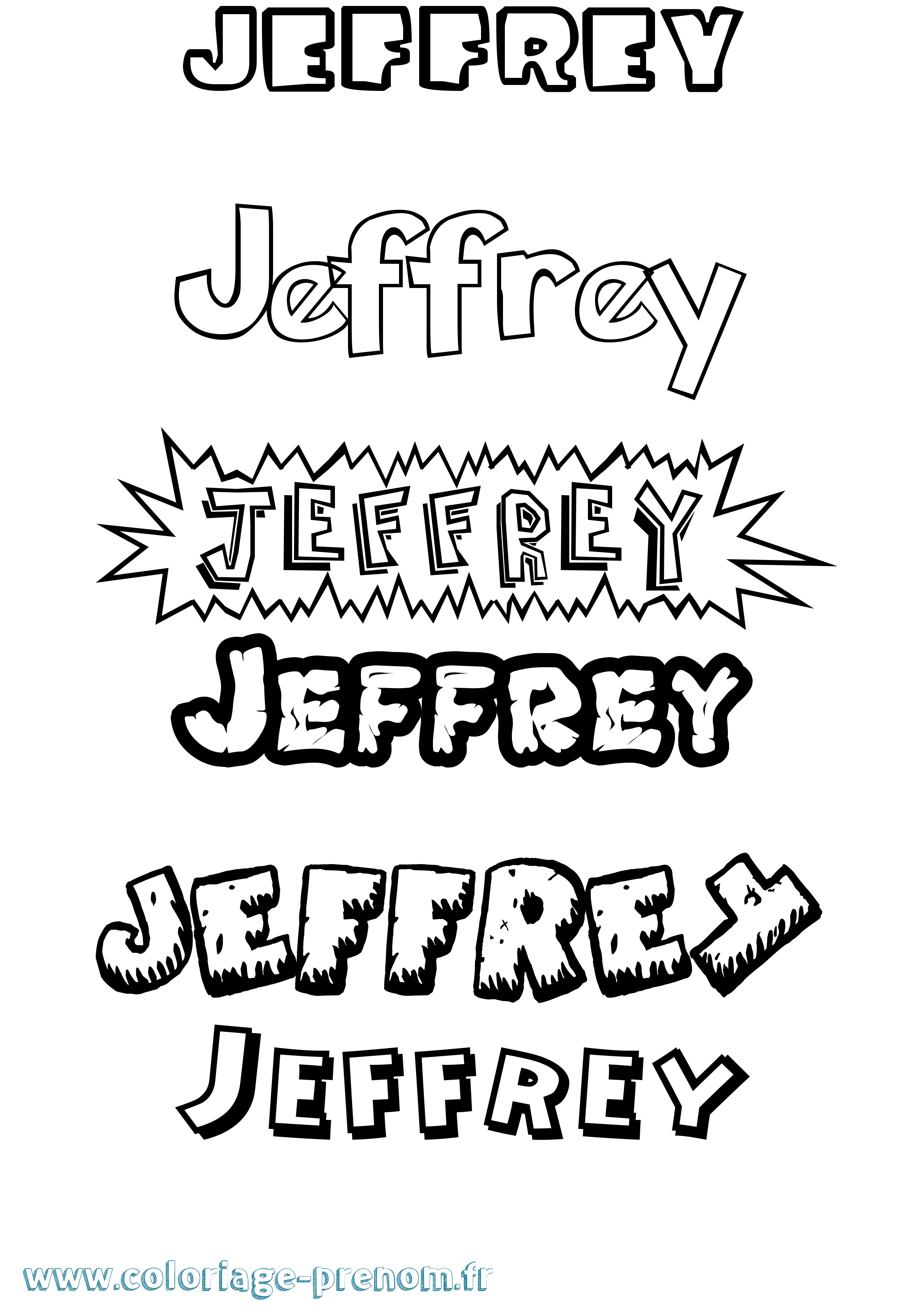 Coloriage prénom Jeffrey Dessin Animé