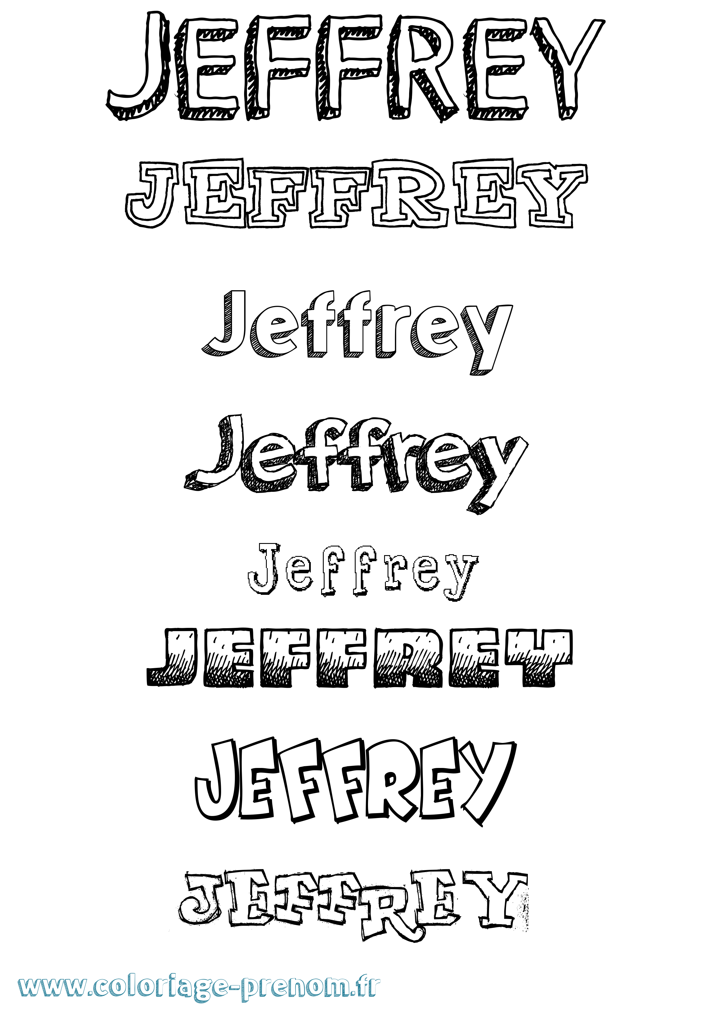 Coloriage prénom Jeffrey Dessiné