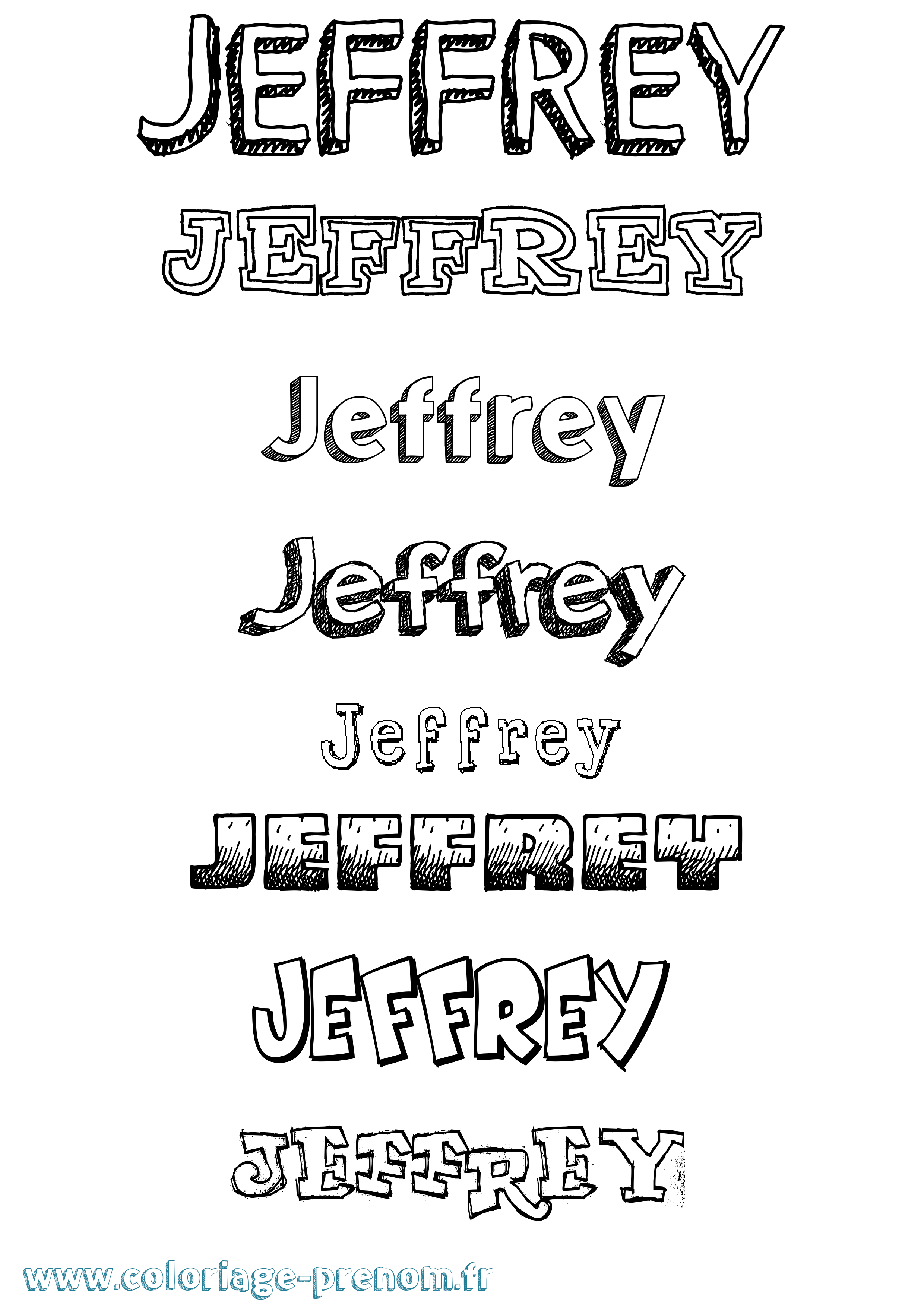 Coloriage Jeffrey Dessiné Coloriage prénom Jeffrey Dessiné