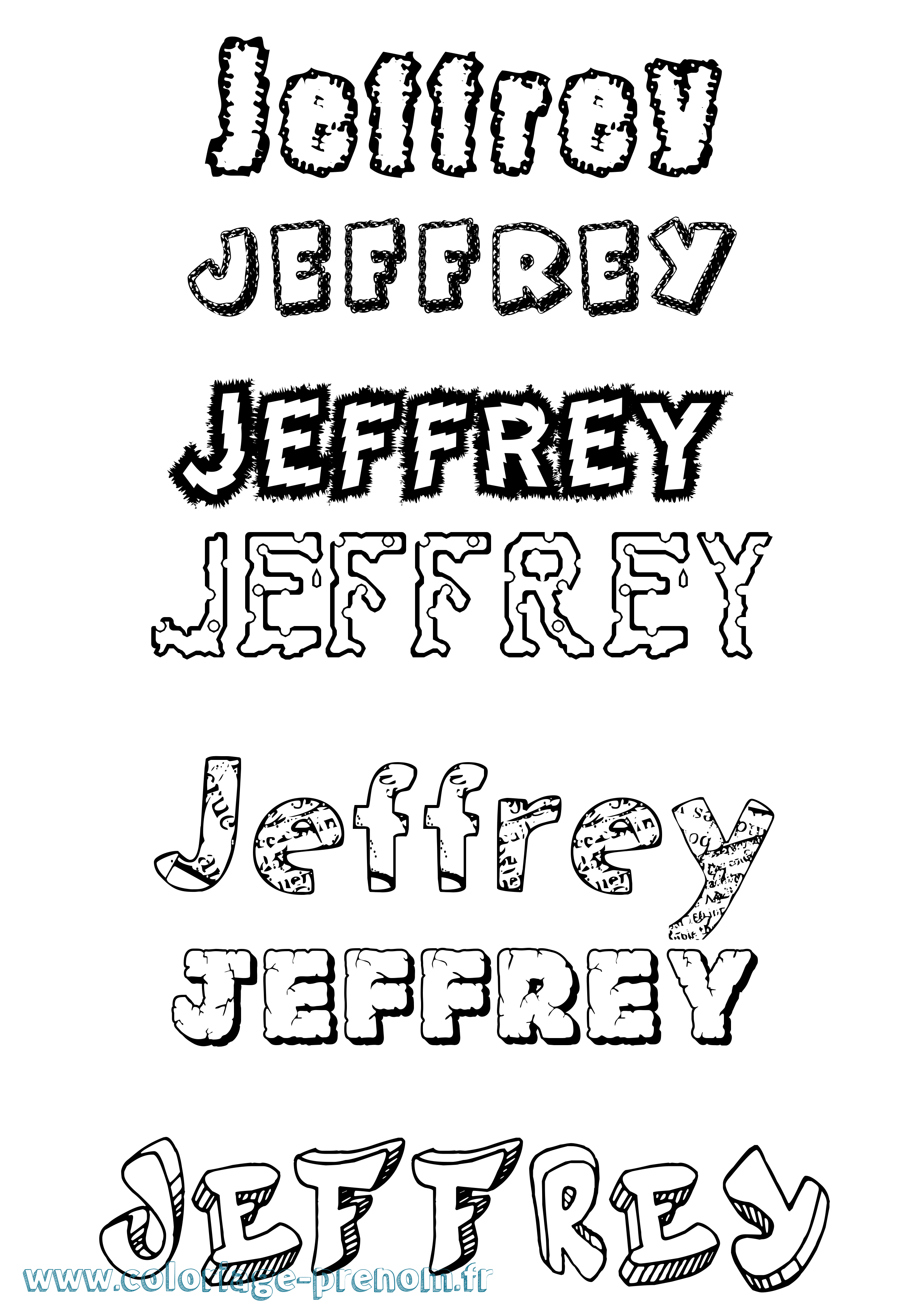 Coloriage prénom Jeffrey Destructuré