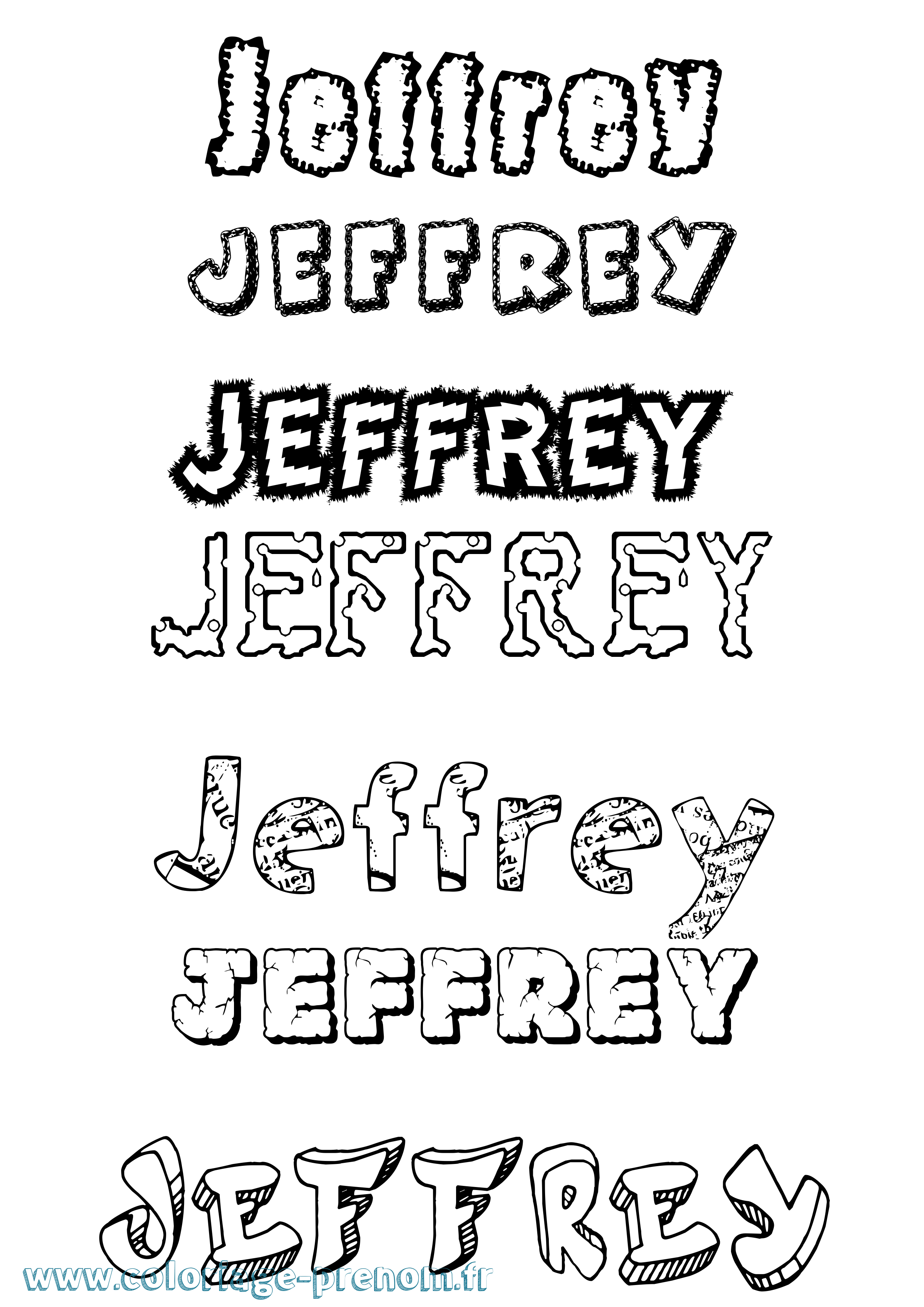 Coloriage Jeffrey Destructuré Coloriage prénom Jeffrey Destructuré