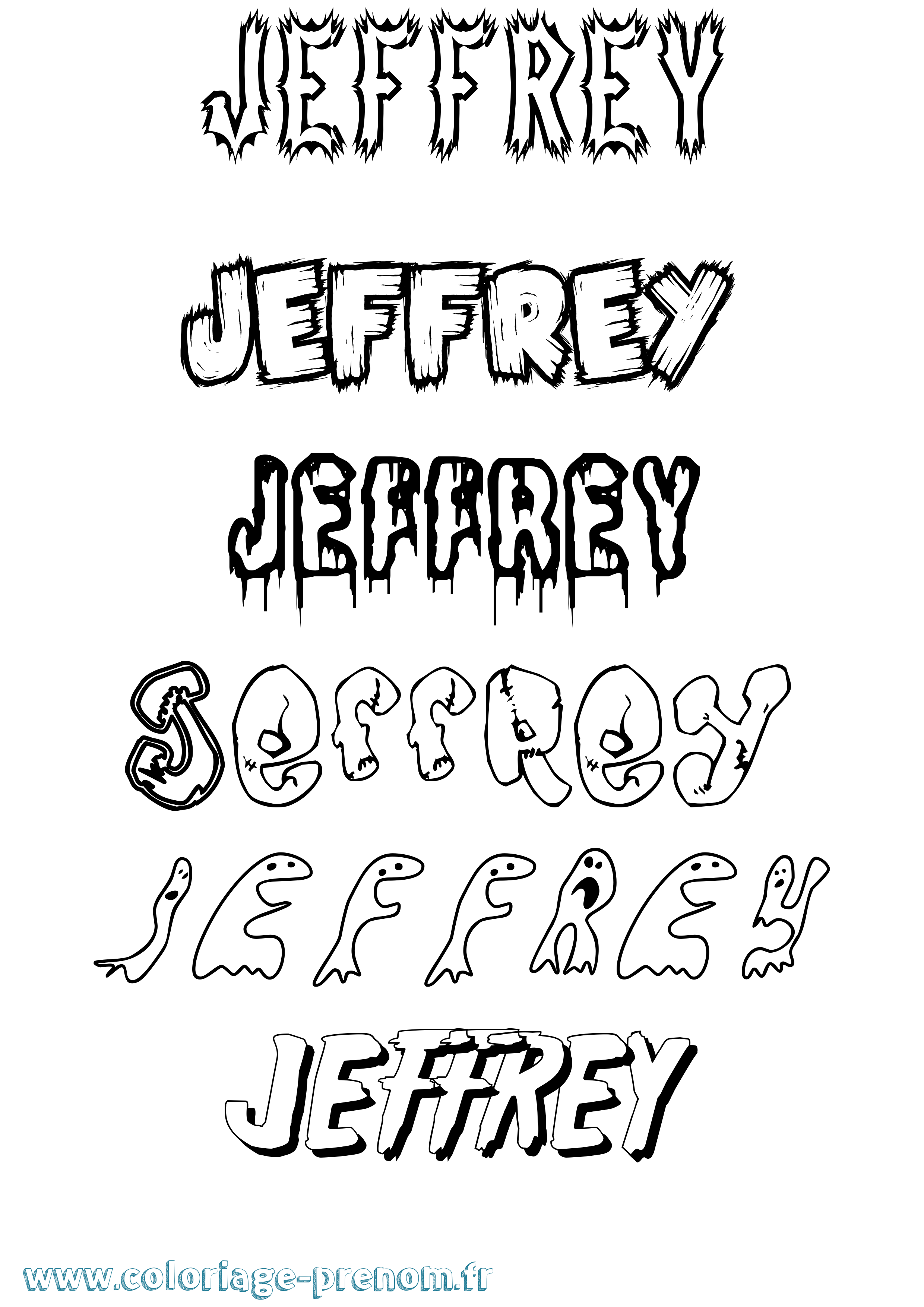 Coloriage Jeffrey Frisson Coloriage prénom Jeffrey Frisson
