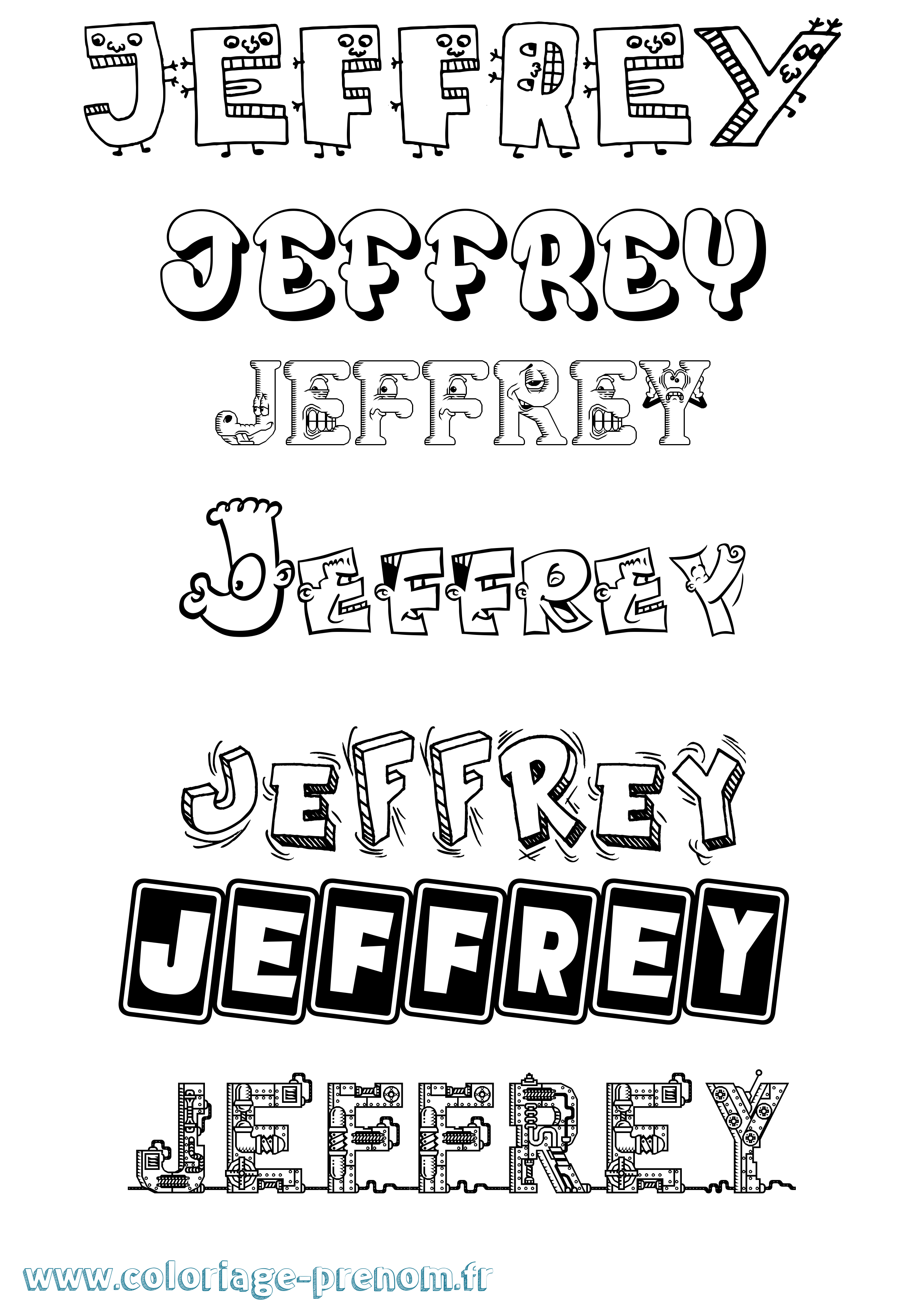 Coloriage prénom Jeffrey Fun
