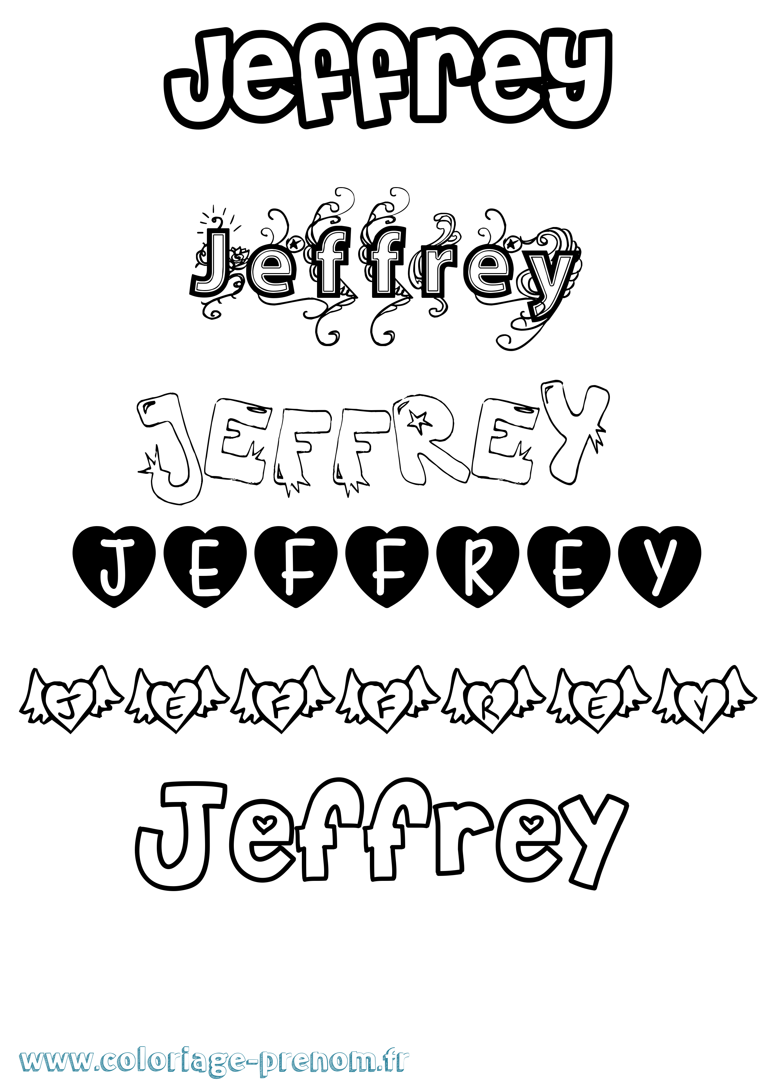 Coloriage Jeffrey Girly Coloriage prénom Jeffrey Girly