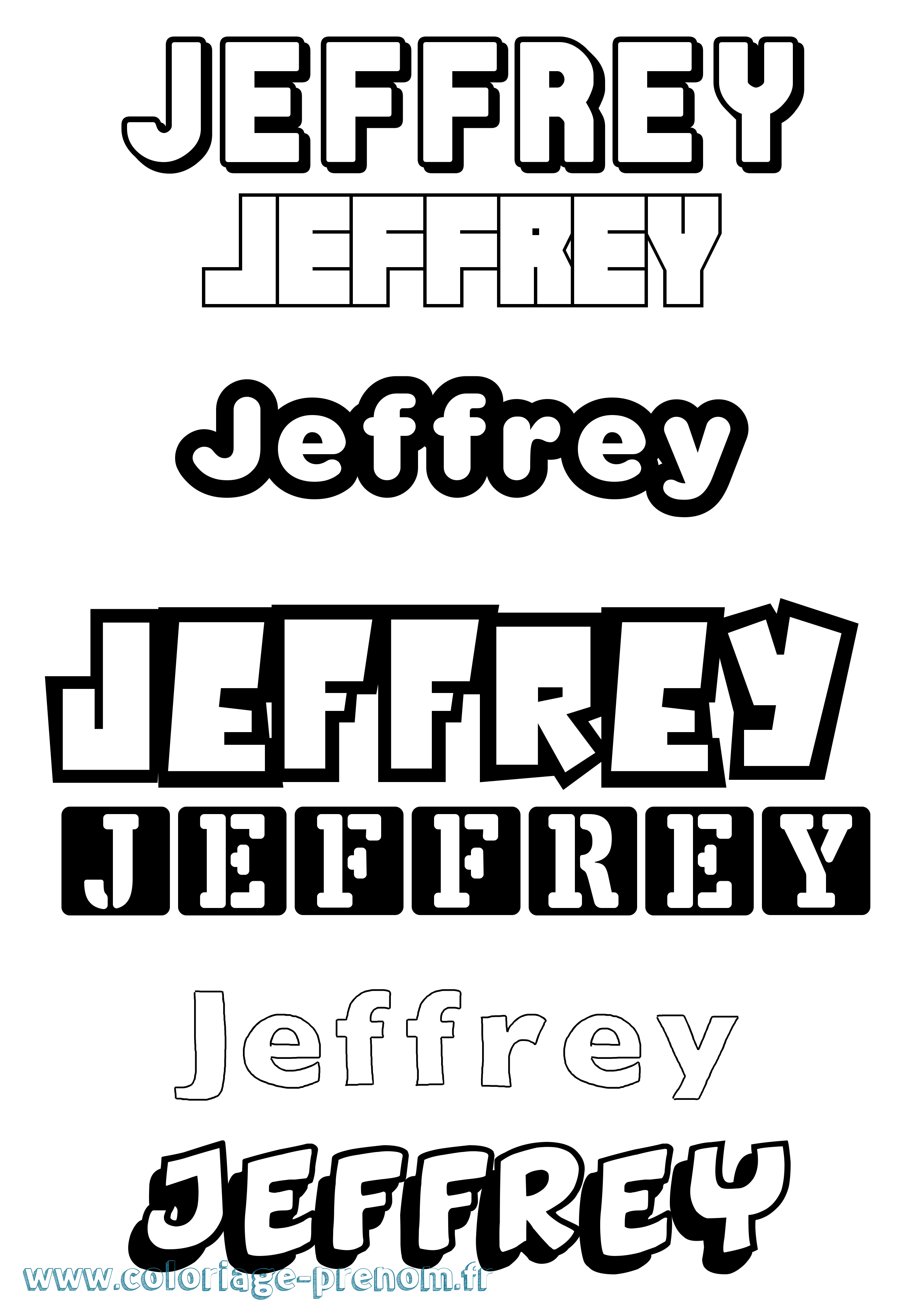 Coloriage Jeffrey Simple Coloriage prénom Jeffrey Simple