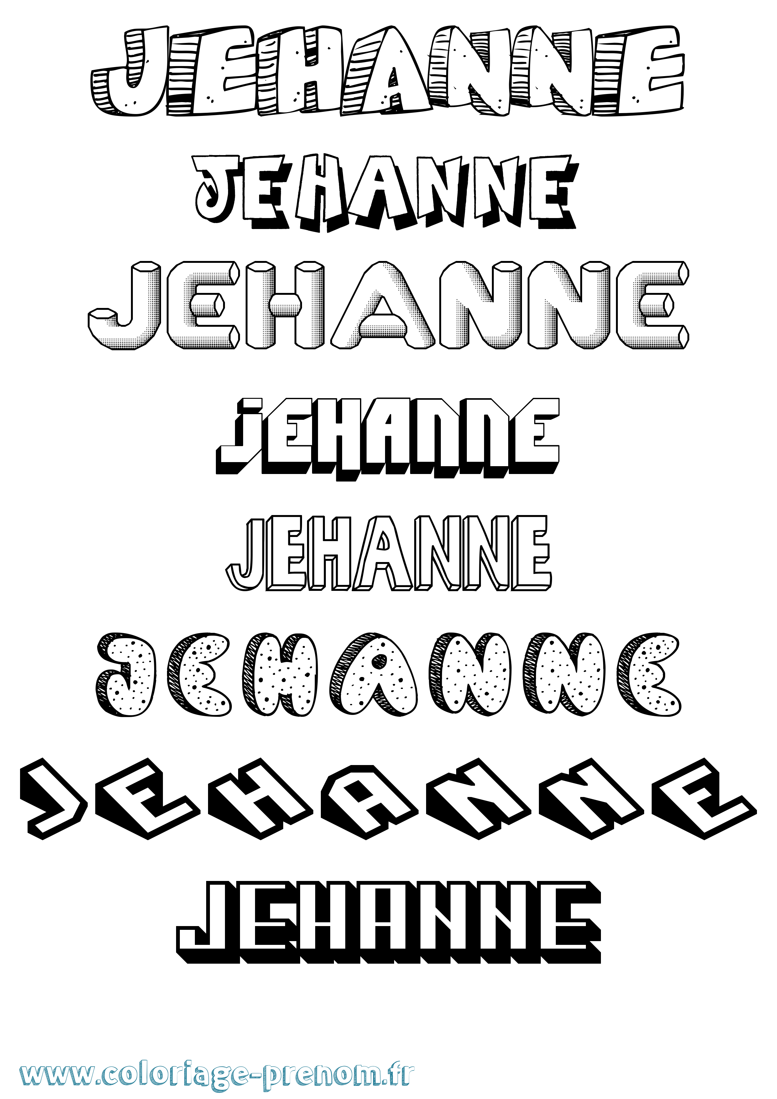 Coloriage prénom Jehanne