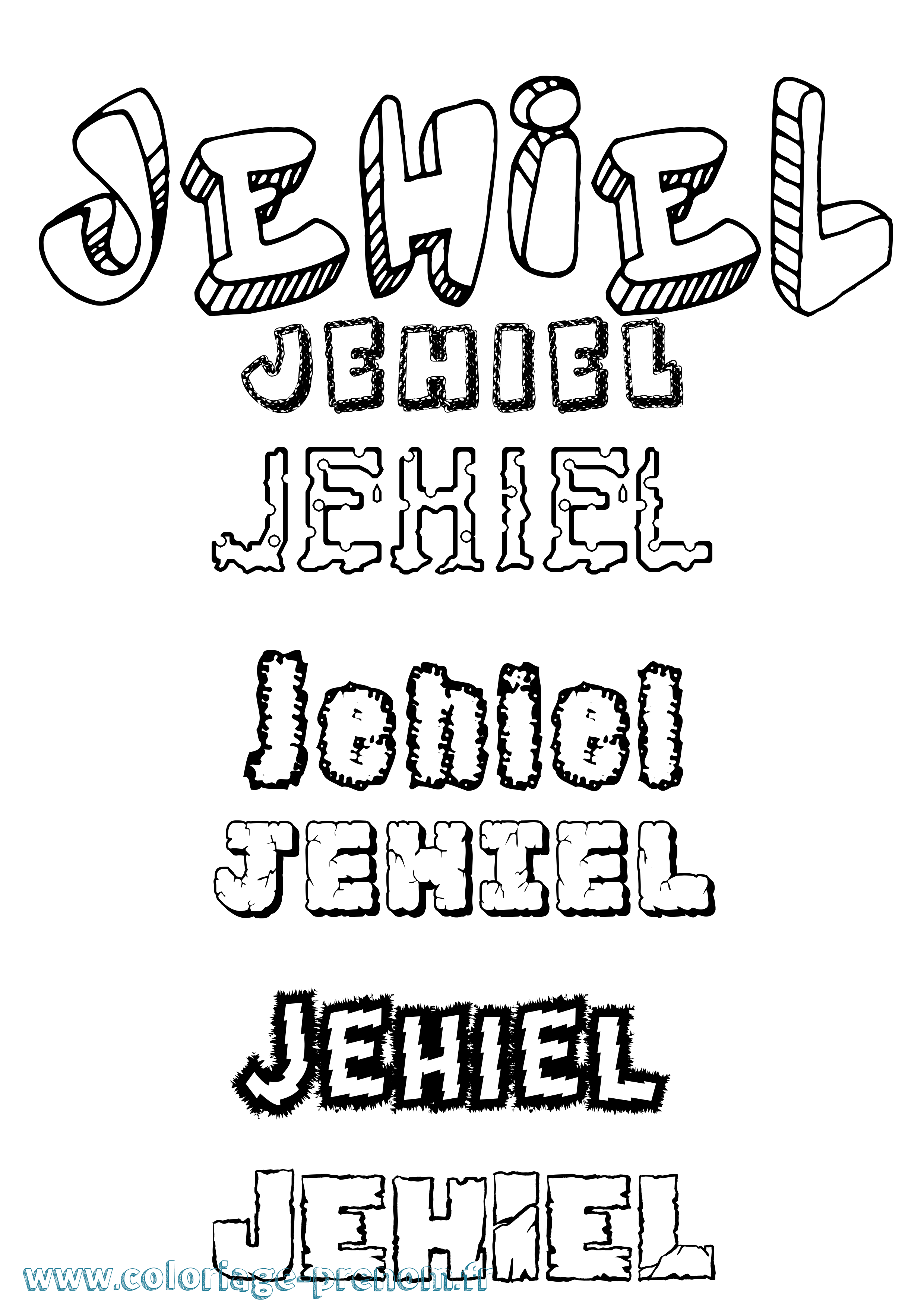 Coloriage prénom Jehiel Destructuré