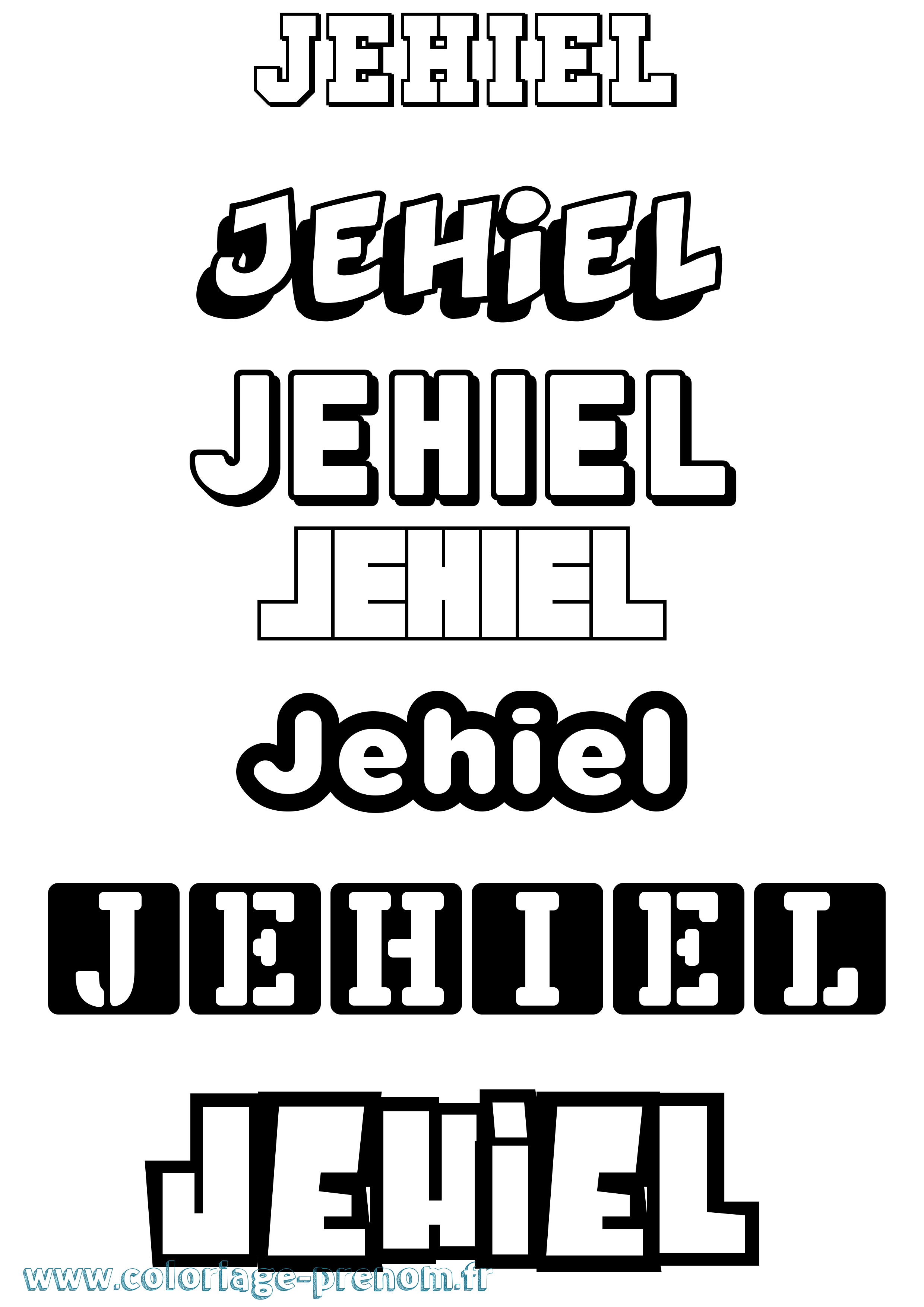Coloriage prénom Jehiel Simple