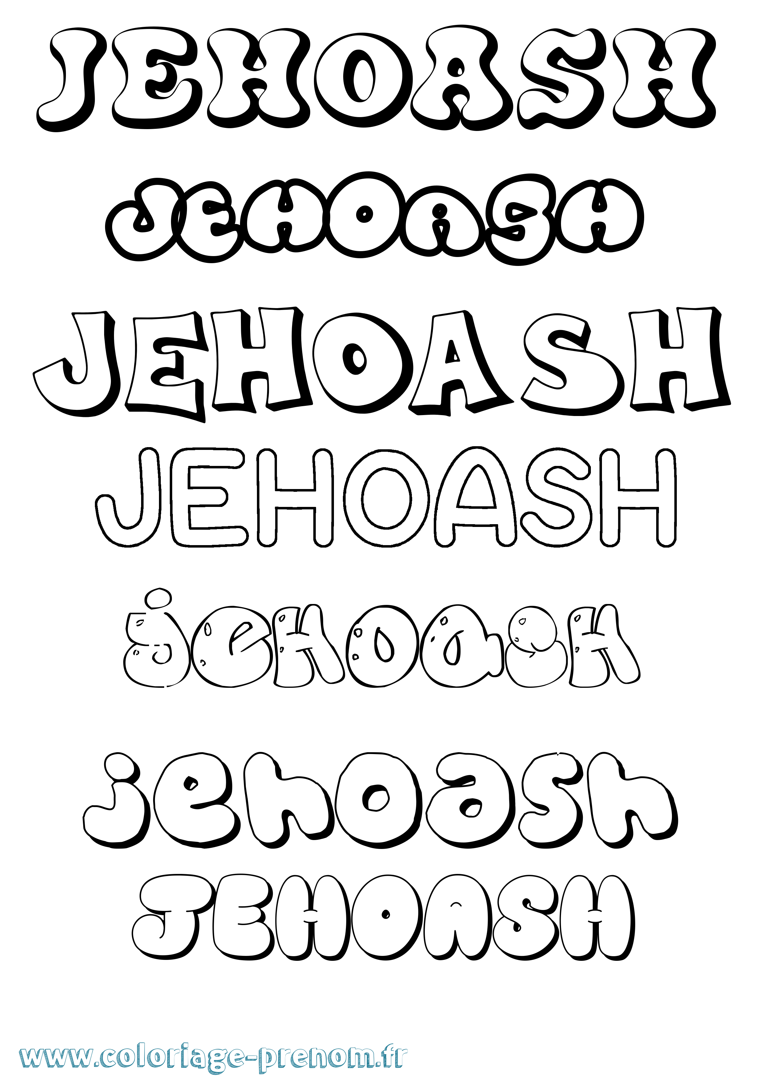 Coloriage prénom Jehoash Bubble