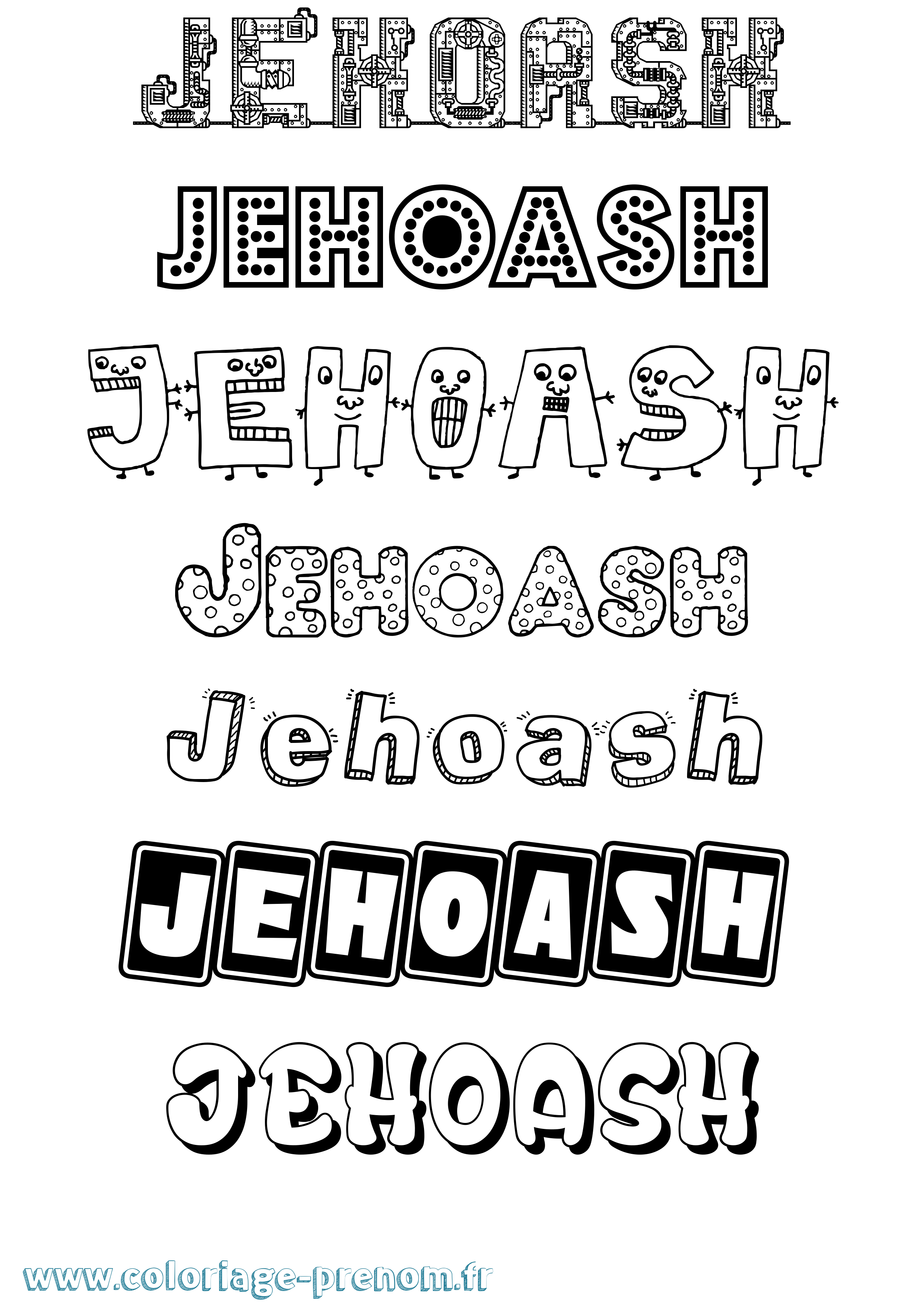 Coloriage prénom Jehoash Fun