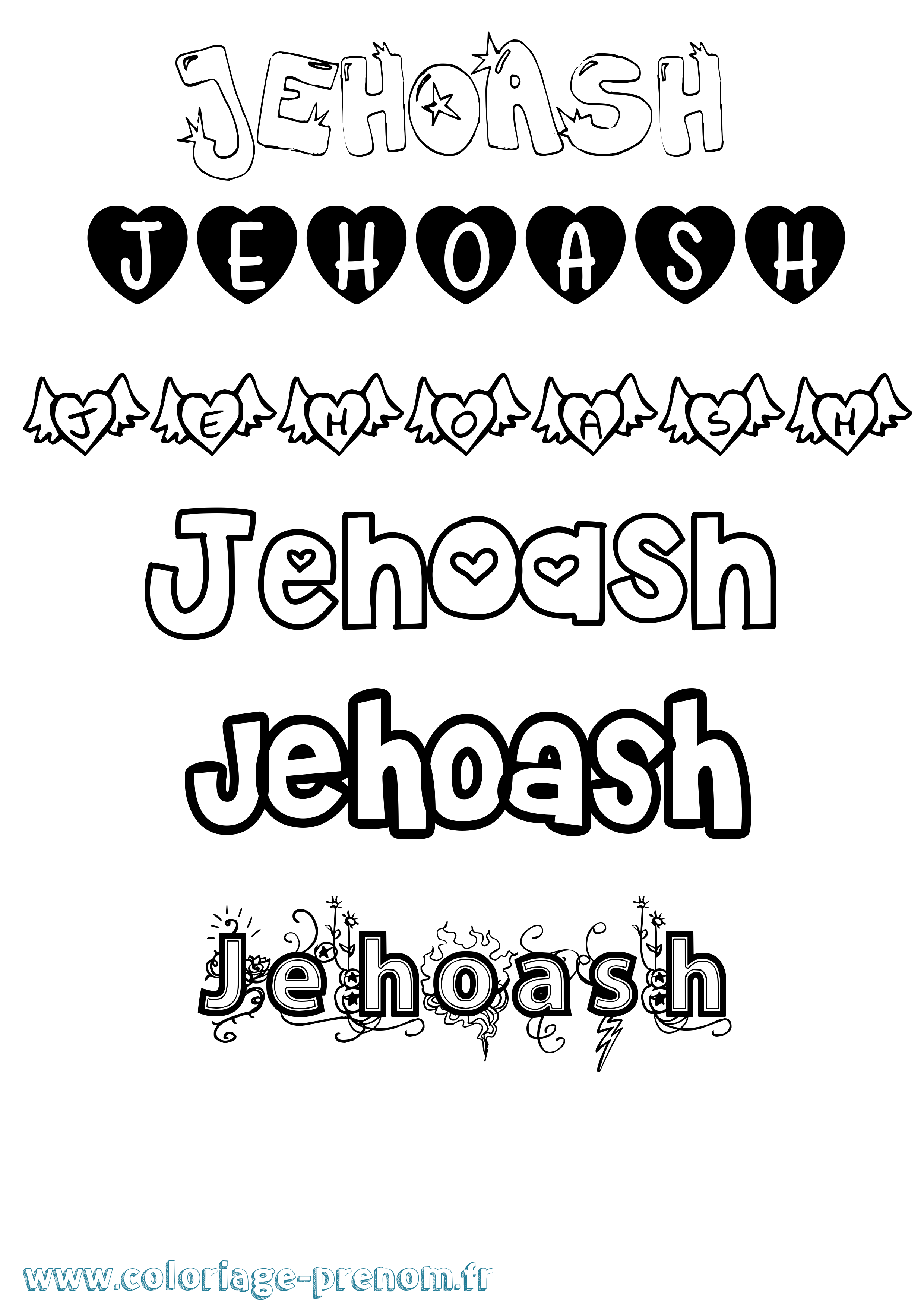 Coloriage Jehoash Girly Coloriage prénom Jehoash Girly