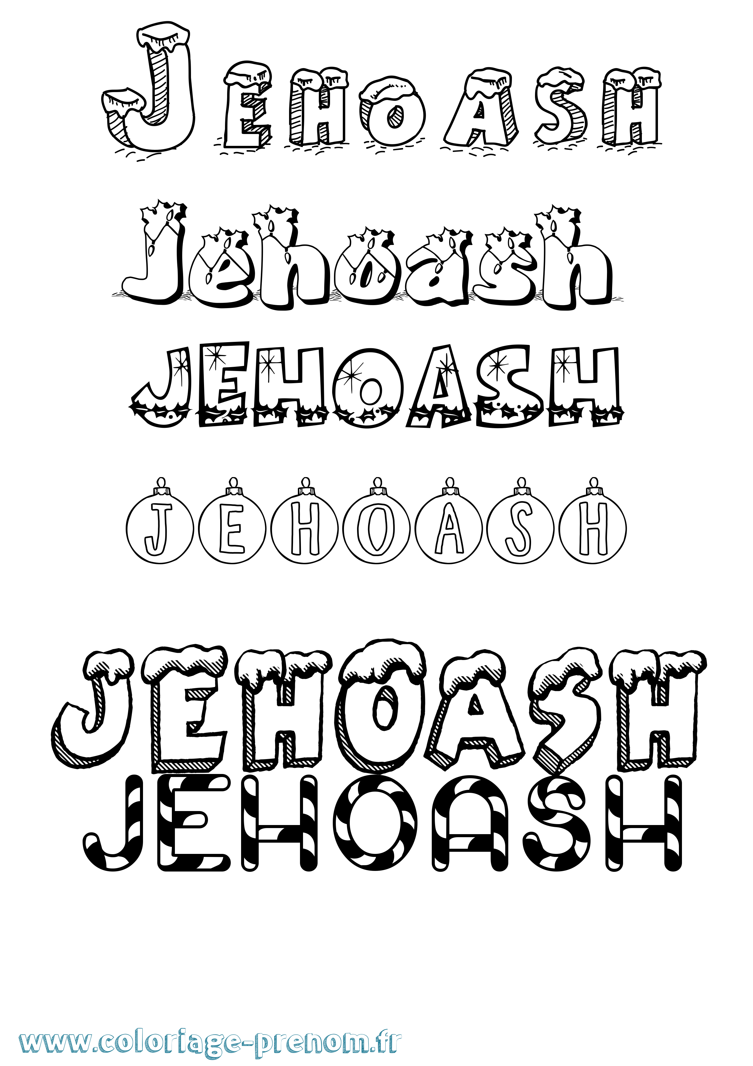 Coloriage Jehoash Noël Coloriage prénom Jehoash Noël