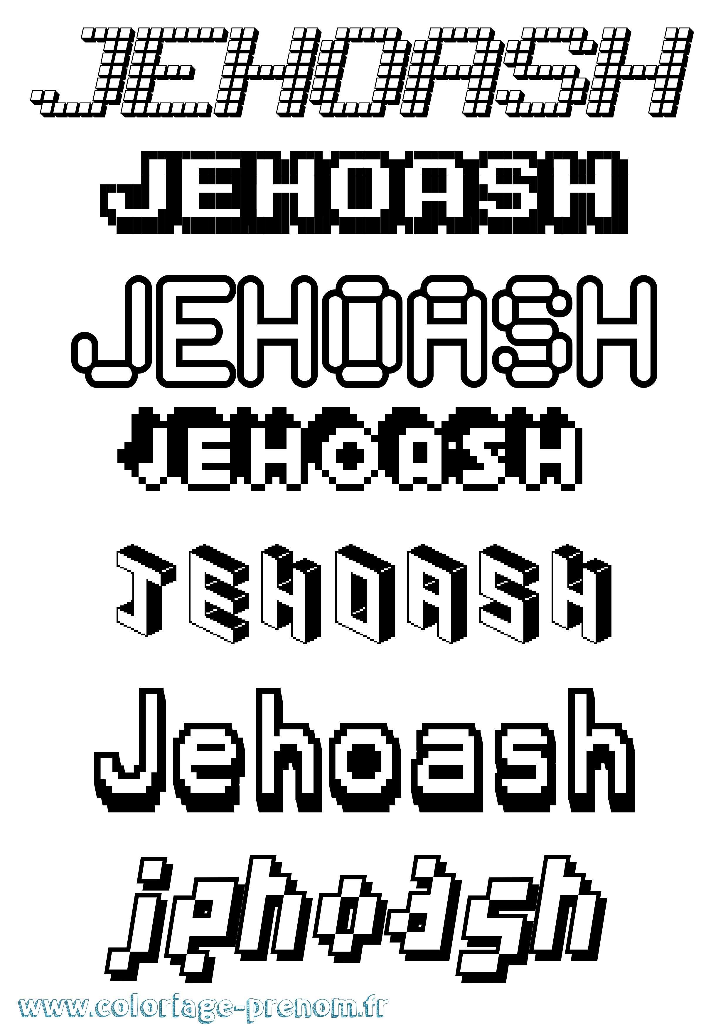 Coloriage prénom Jehoash Pixel
