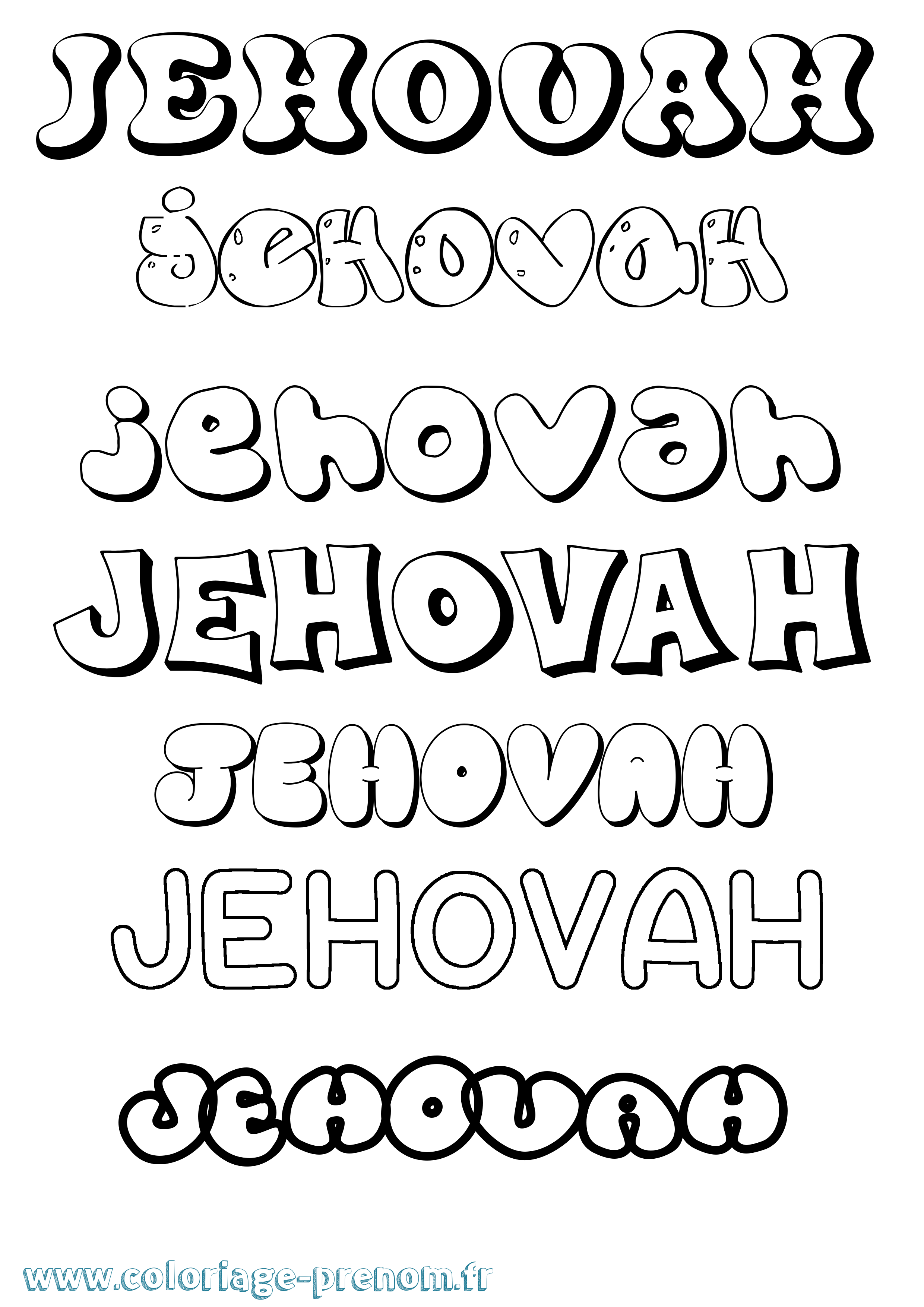 Coloriage prénom Jehovah Bubble