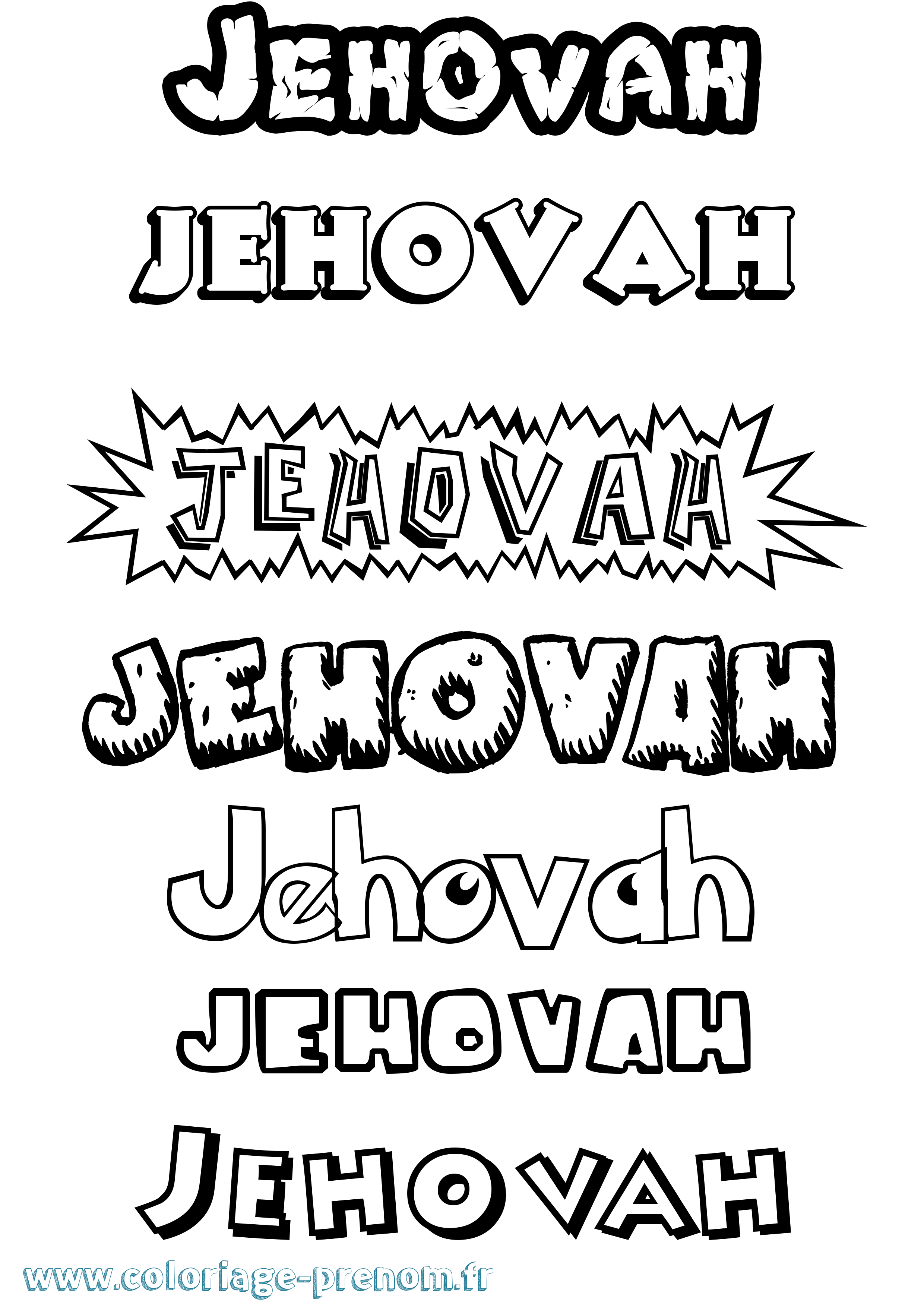 Coloriage prénom Jehovah Dessin Animé