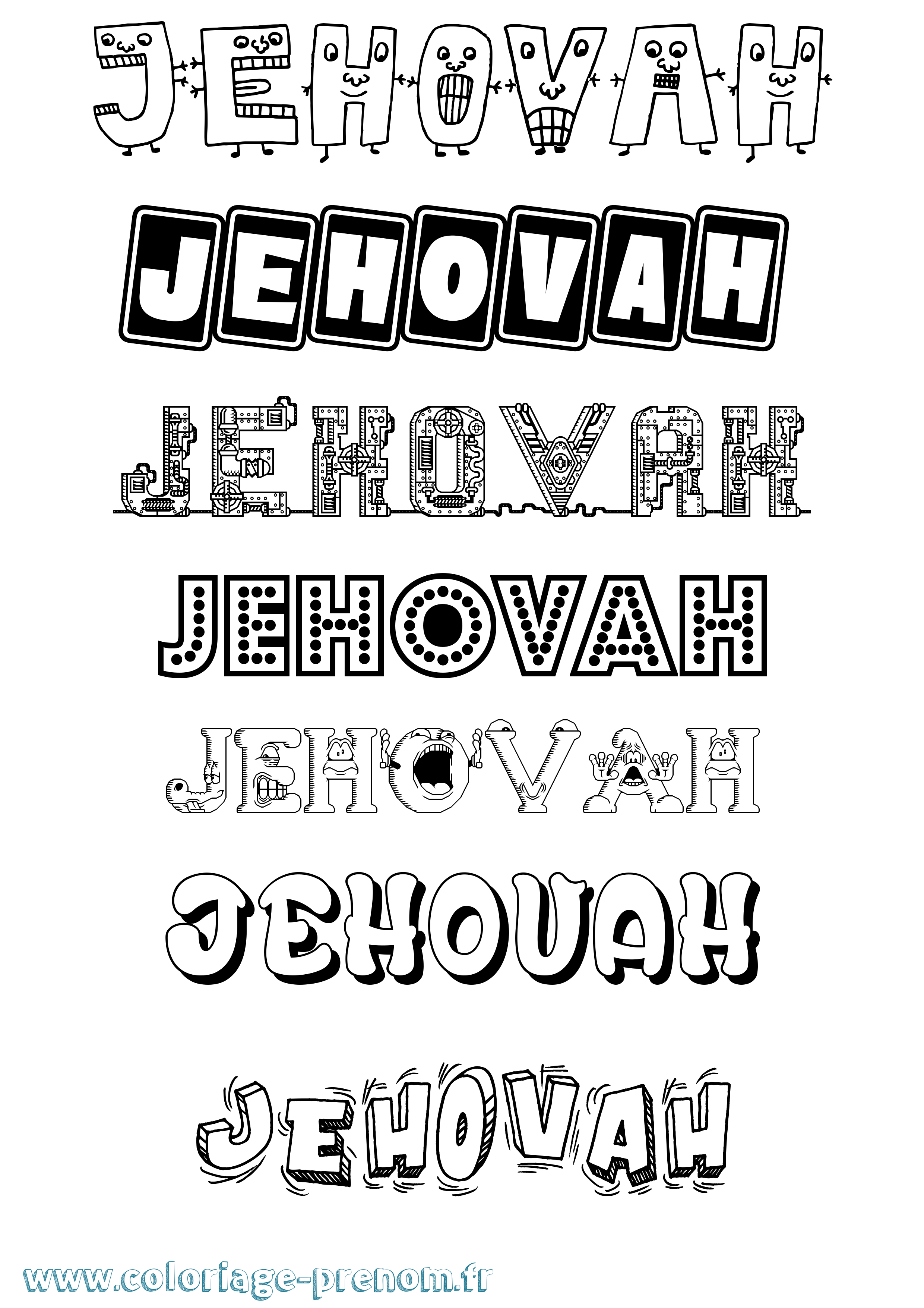 Coloriage prénom Jehovah Fun