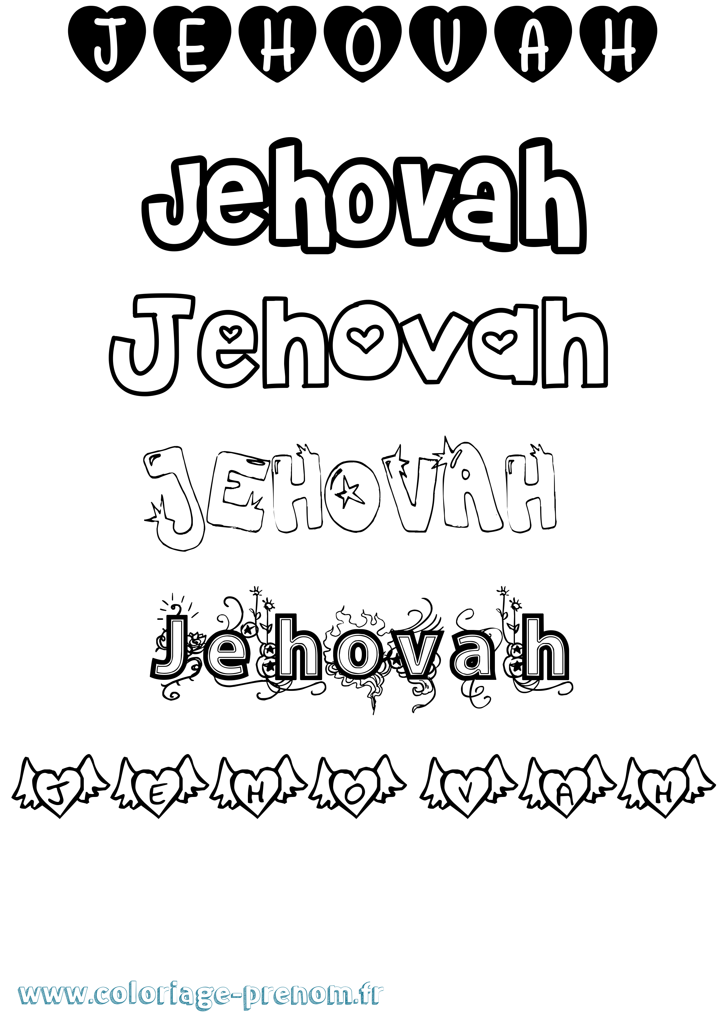 Coloriage prénom Jehovah Girly