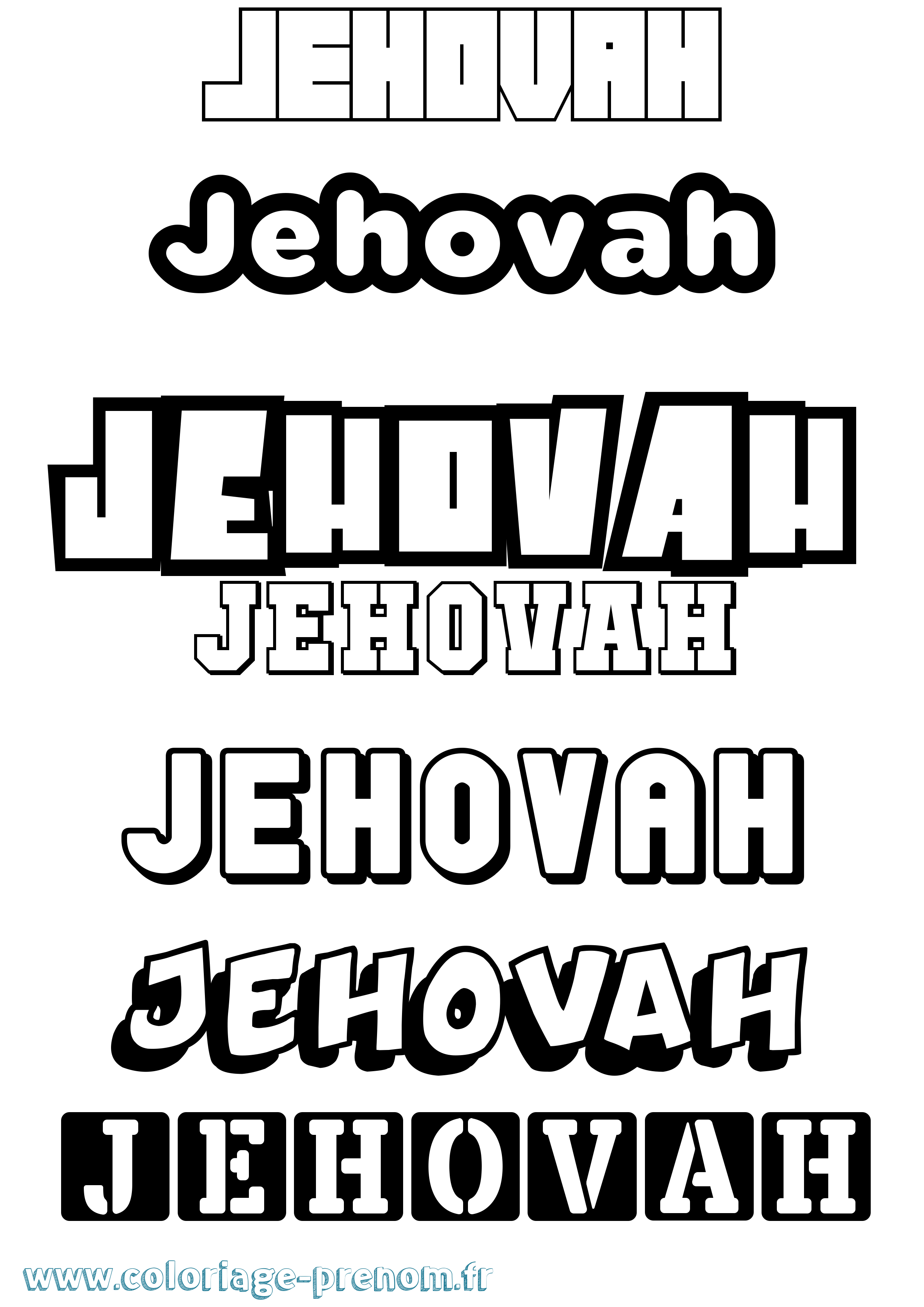Coloriage prénom Jehovah Simple