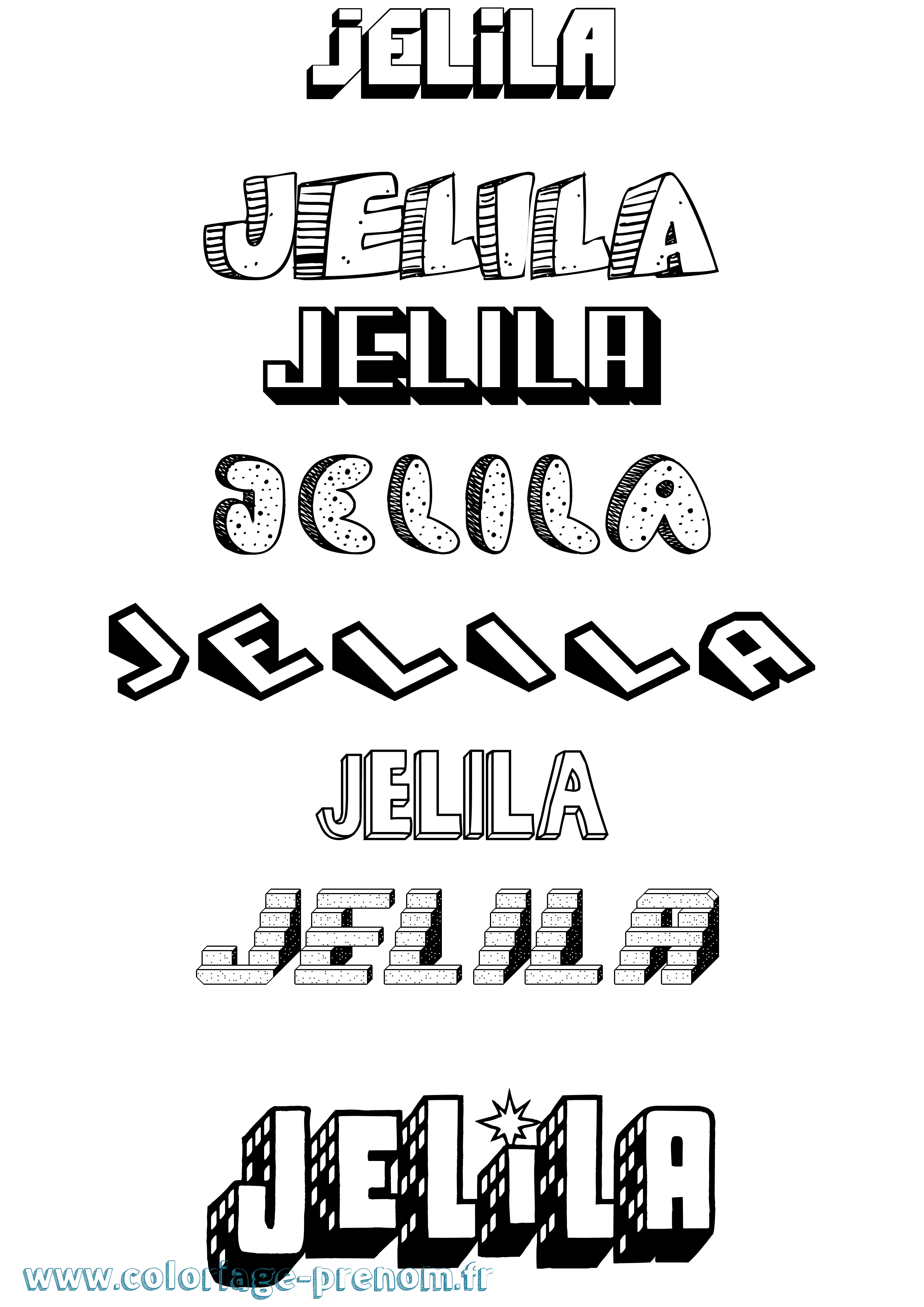 Coloriage Jelila Effet 3D Coloriage prénom Jelila Effet 3D