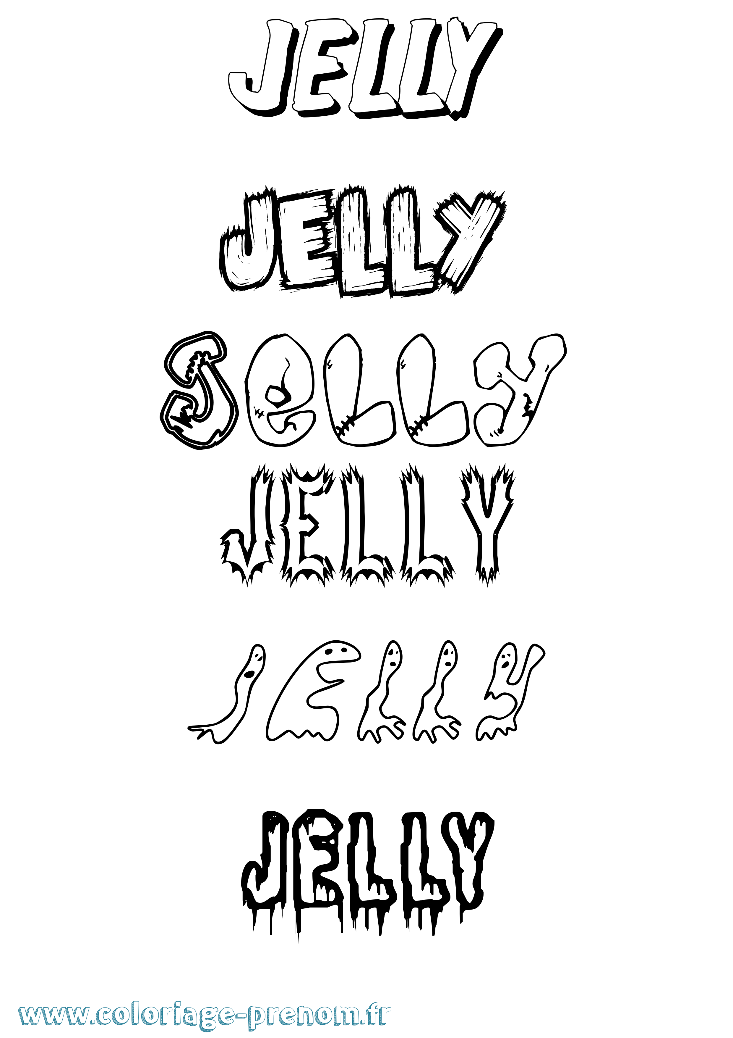 Coloriage prénom Jelly Frisson